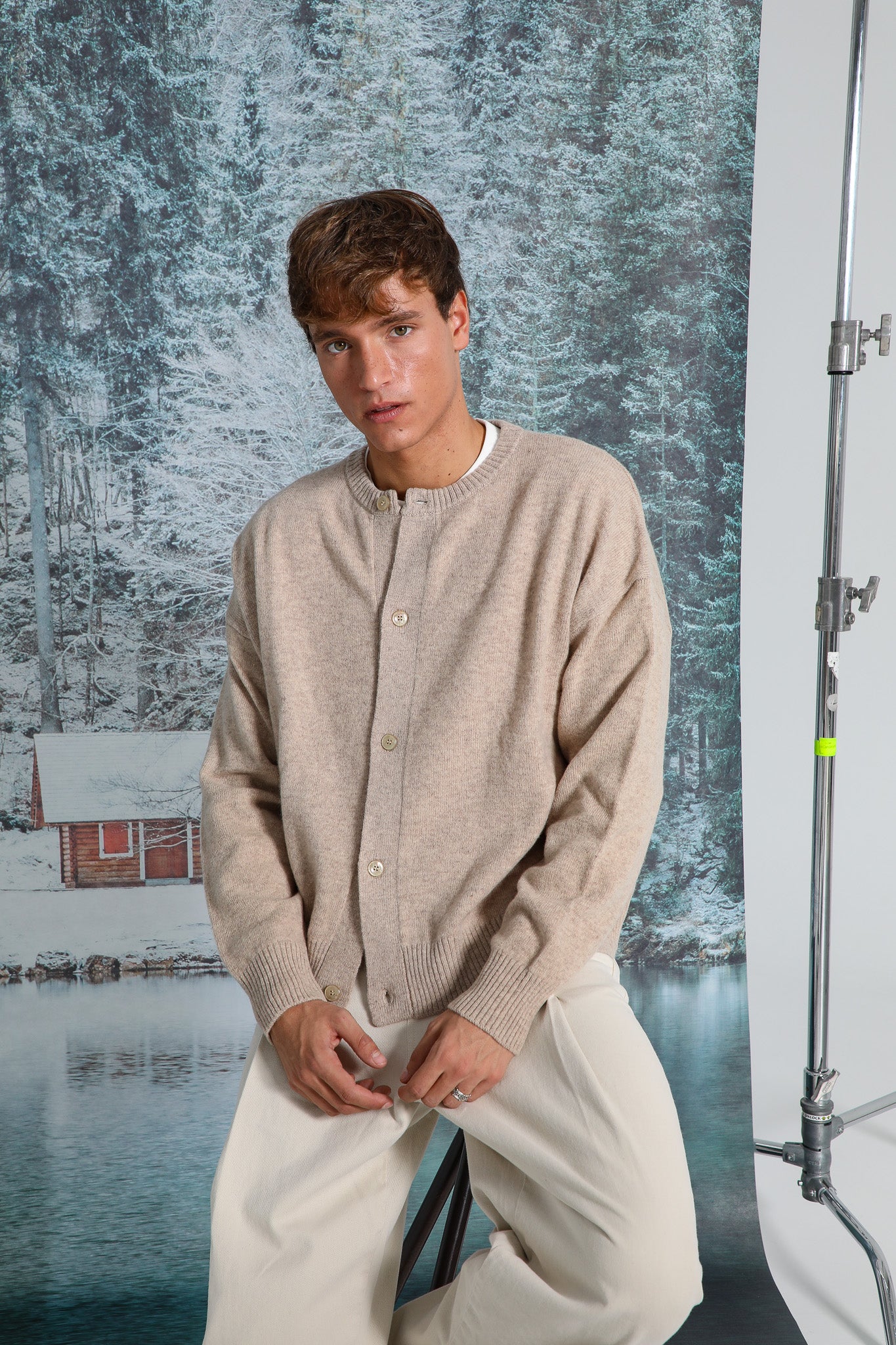 Buttons Knit Sweater Beige - Image 10