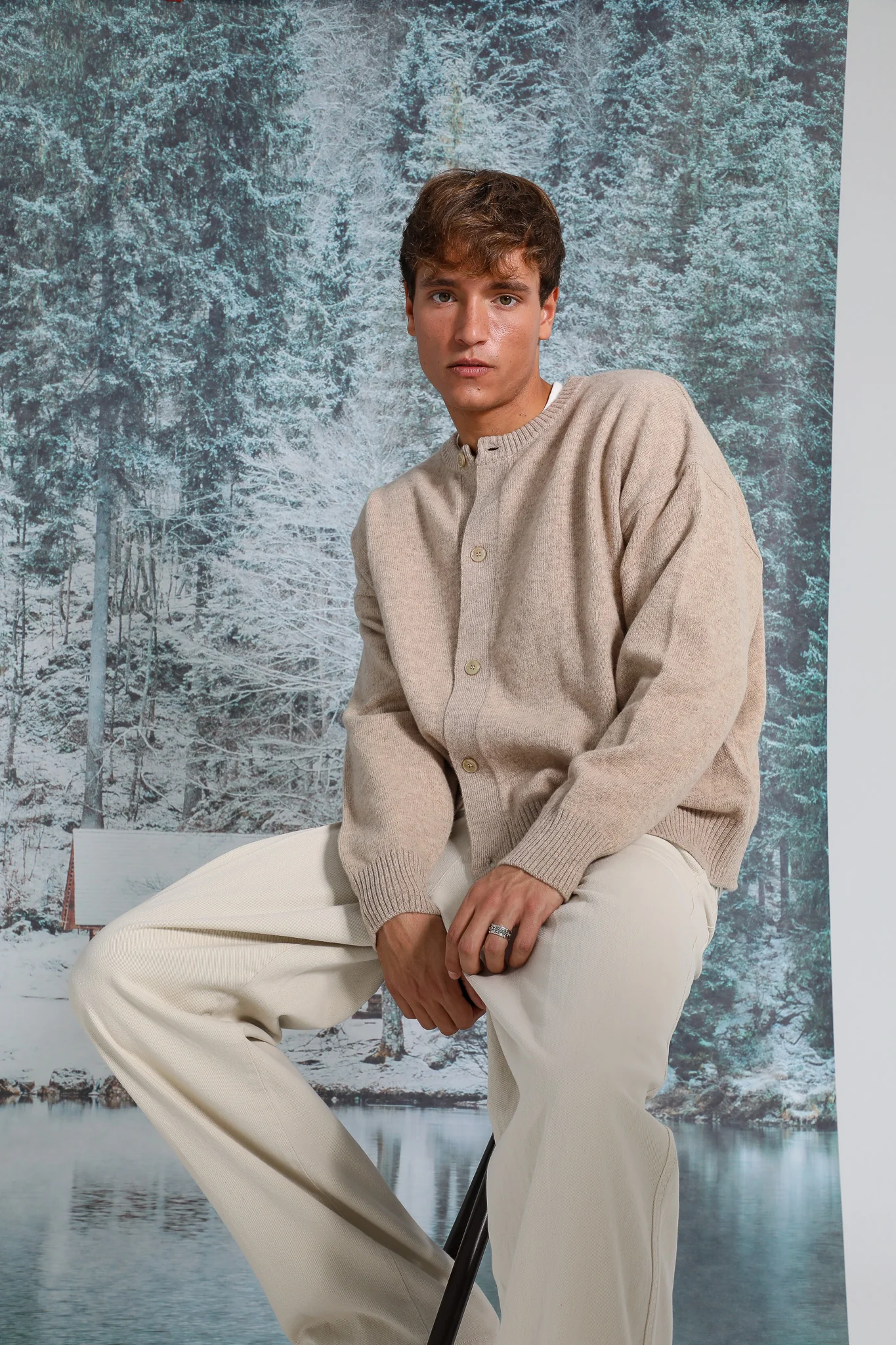 Buttons Knit Sweater Beige - Image 8