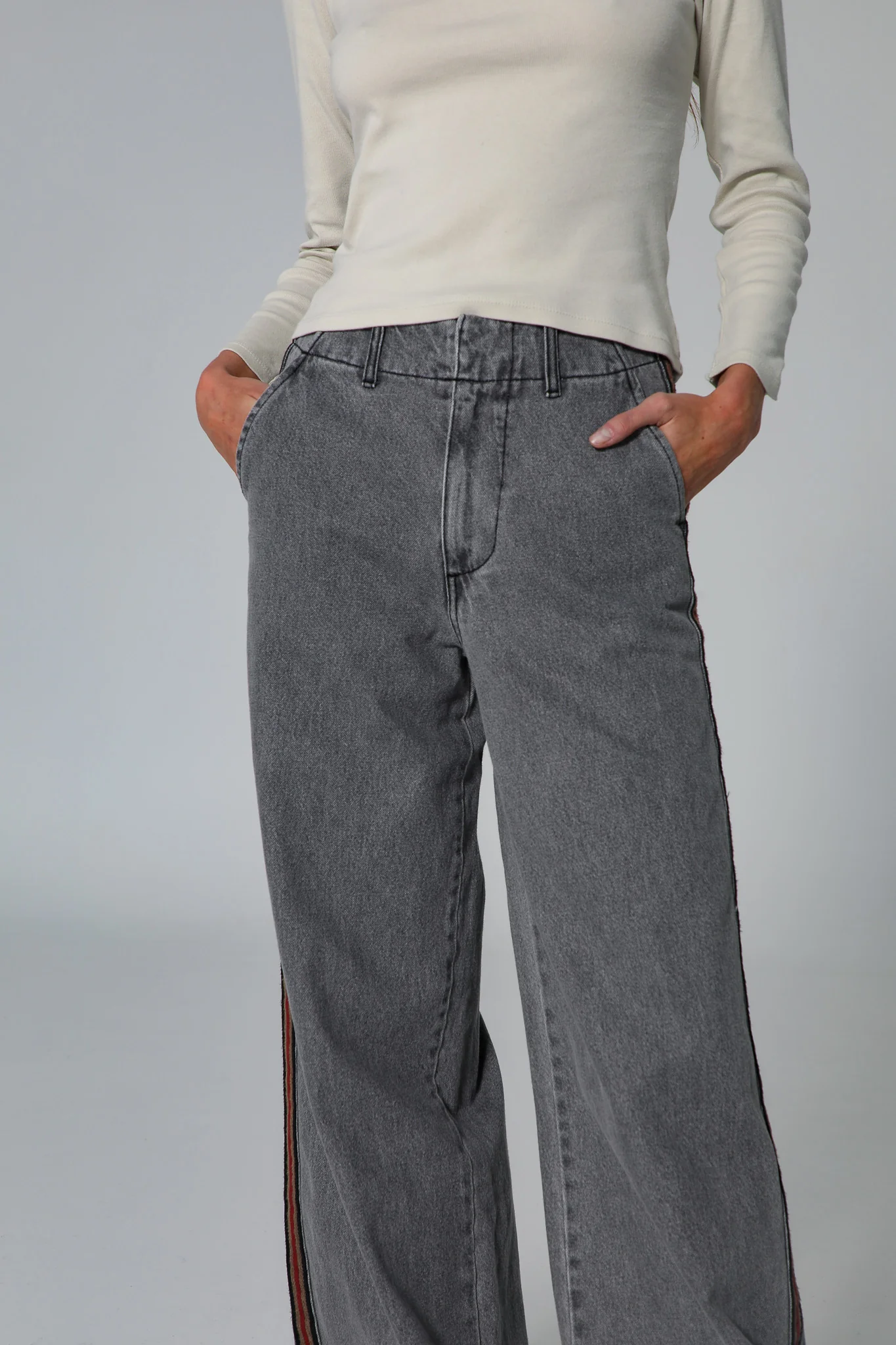 Denim Pants Stripe Detail - Image 3