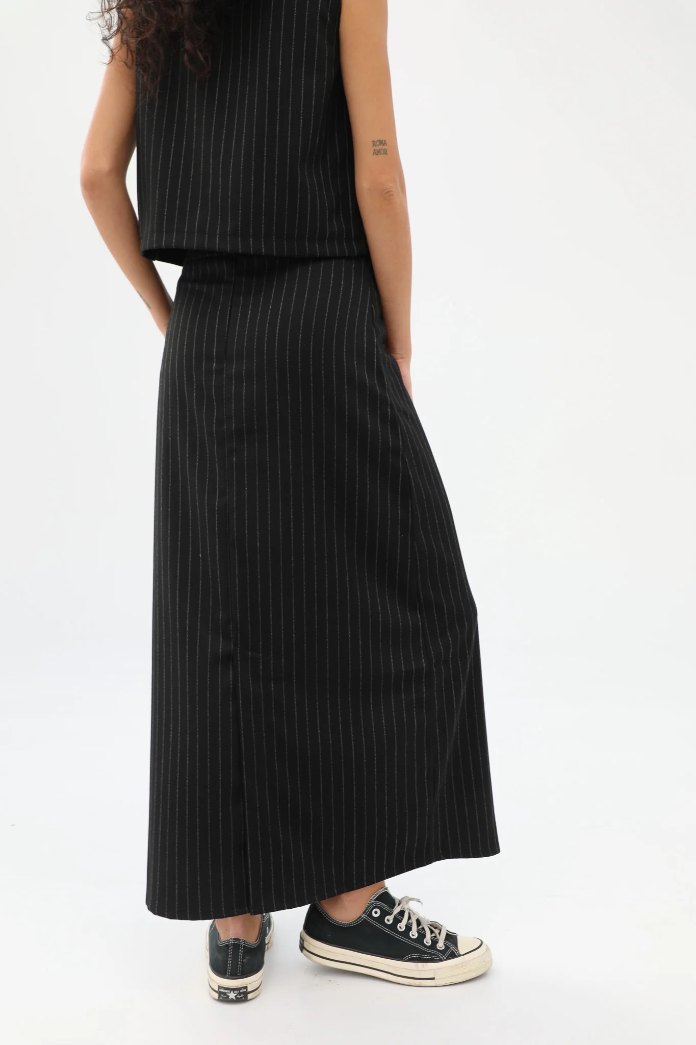 Diplomatic Stripes Skirt Black & Grey - Image 11