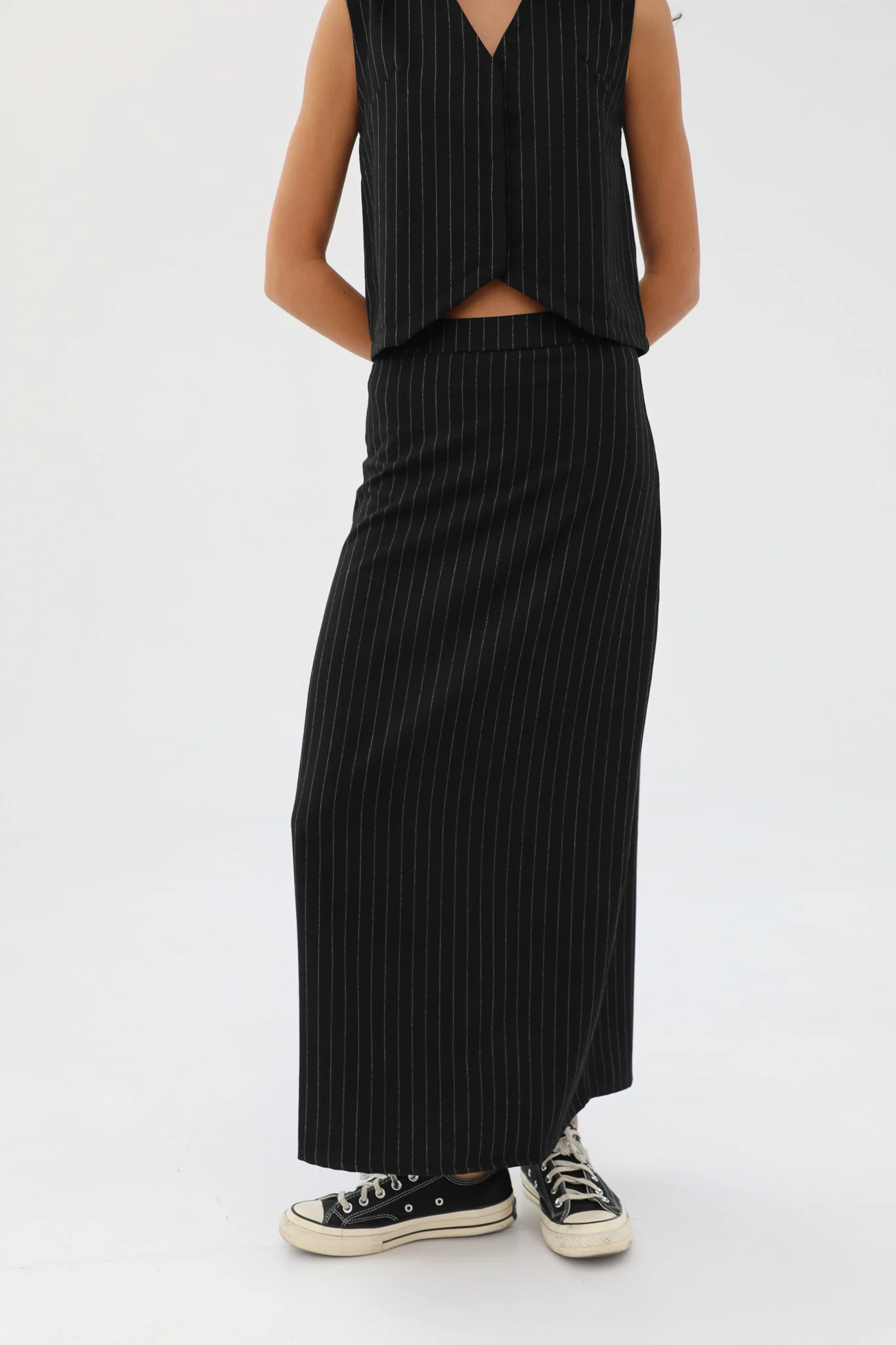 Diplomatic Stripes Skirt Black & Grey - Image 4