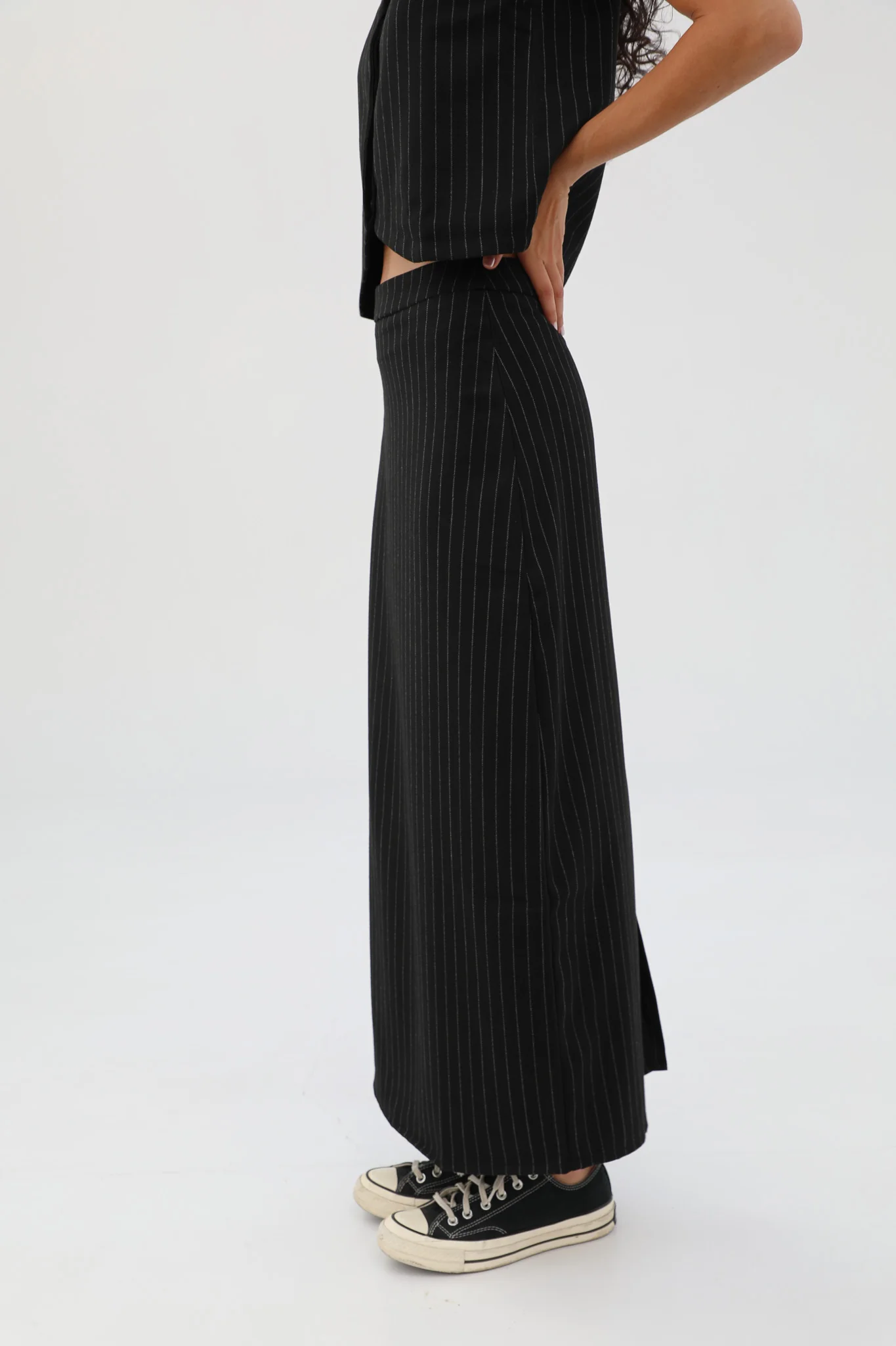 Diplomatic Stripes Skirt Black & Grey - Image 7