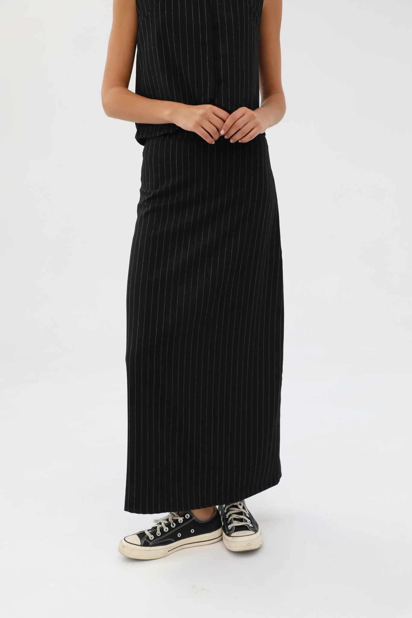 Diplomatic Stripes Skirt Black & Grey - Image 9