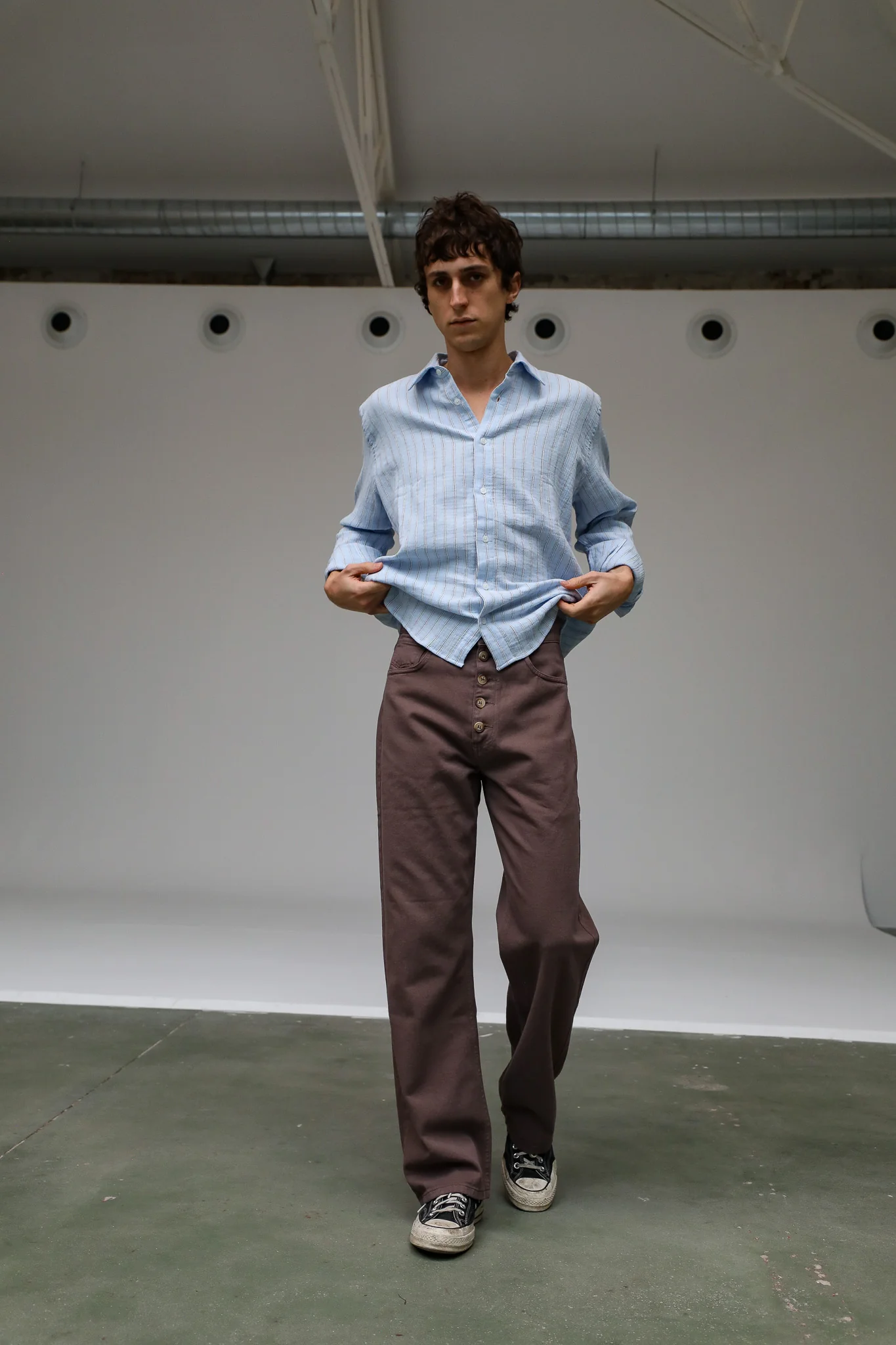 Front Buttons Comfy Pants Taupe - Image 10