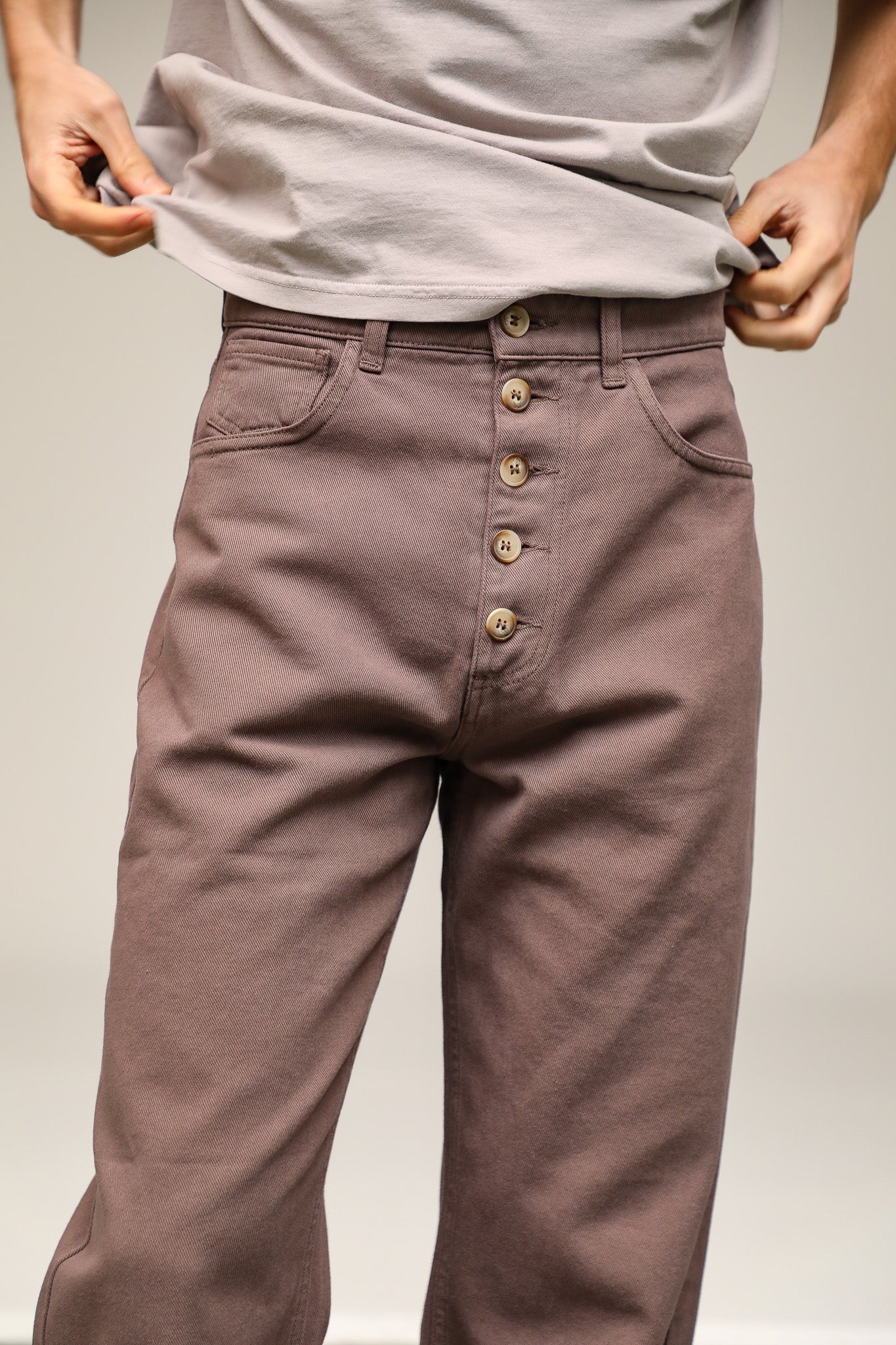 Front Buttons Comfy Pants Taupe - Image 7