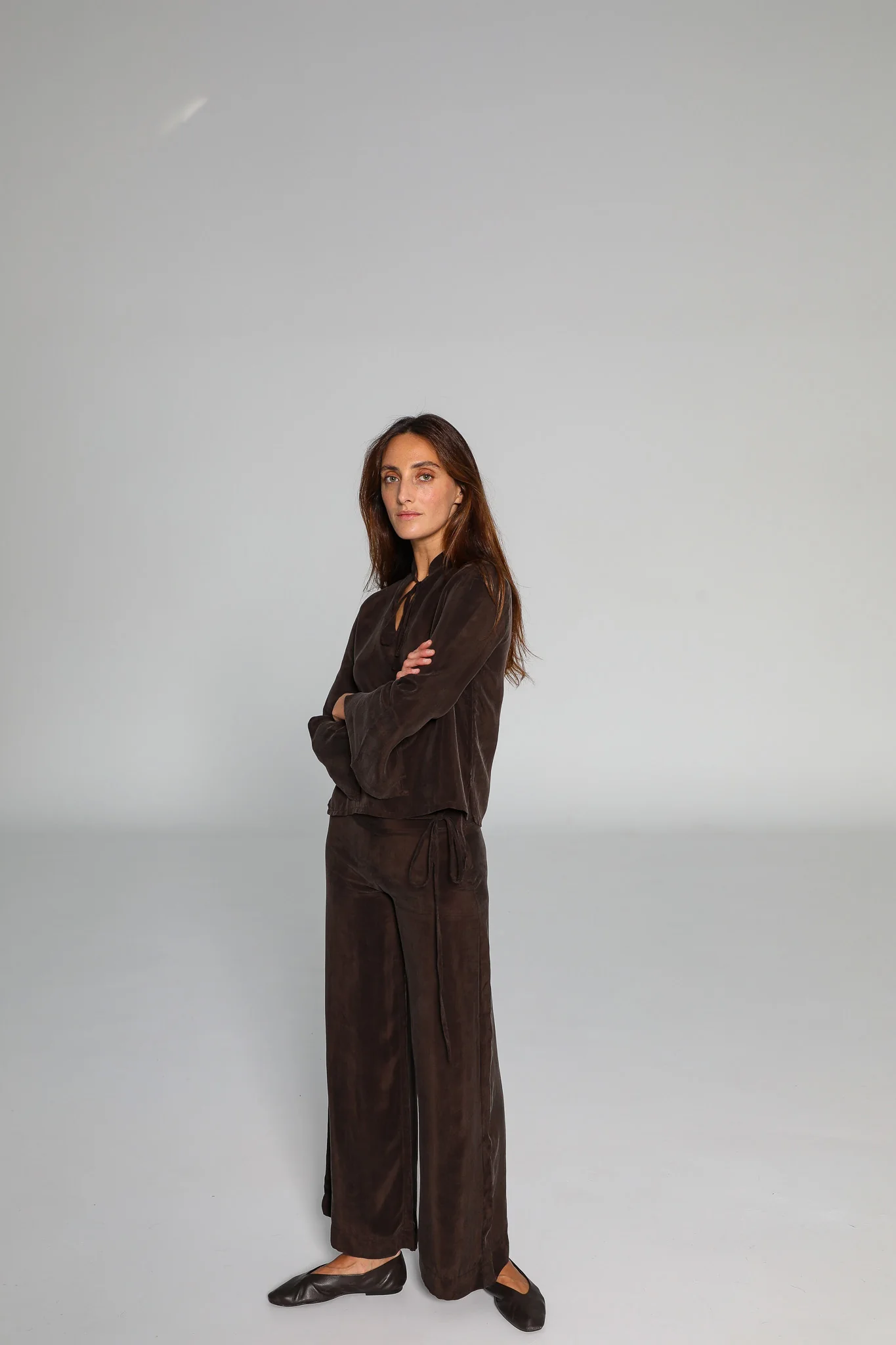 Lace Cupro Blouse Brown - Image 5