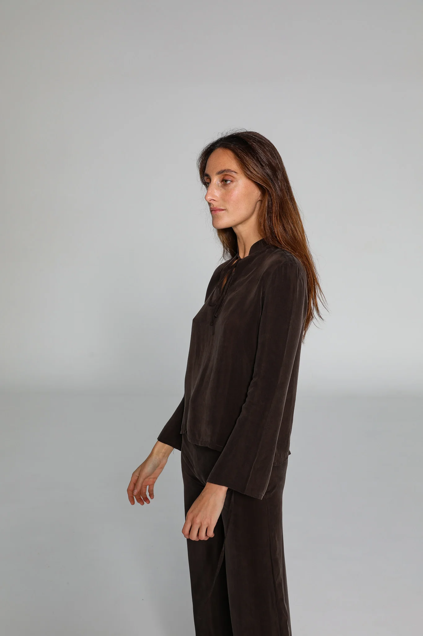 Lace Cupro Blouse Brown - Image 7