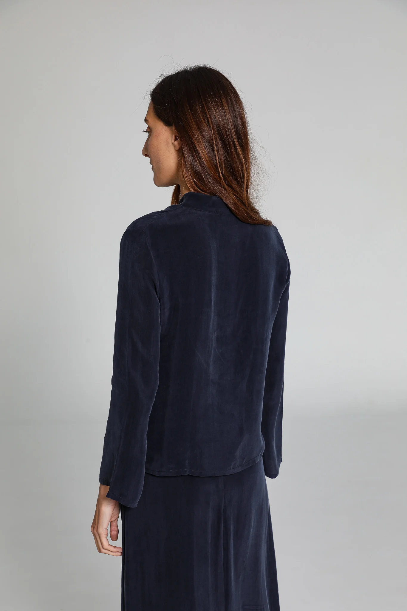 Lace Cupro Blouse Navy - Image 5