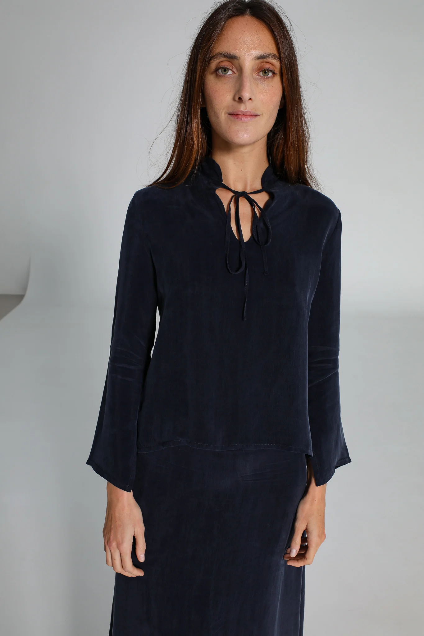 Lace Cupro Blouse Navy - Image 6
