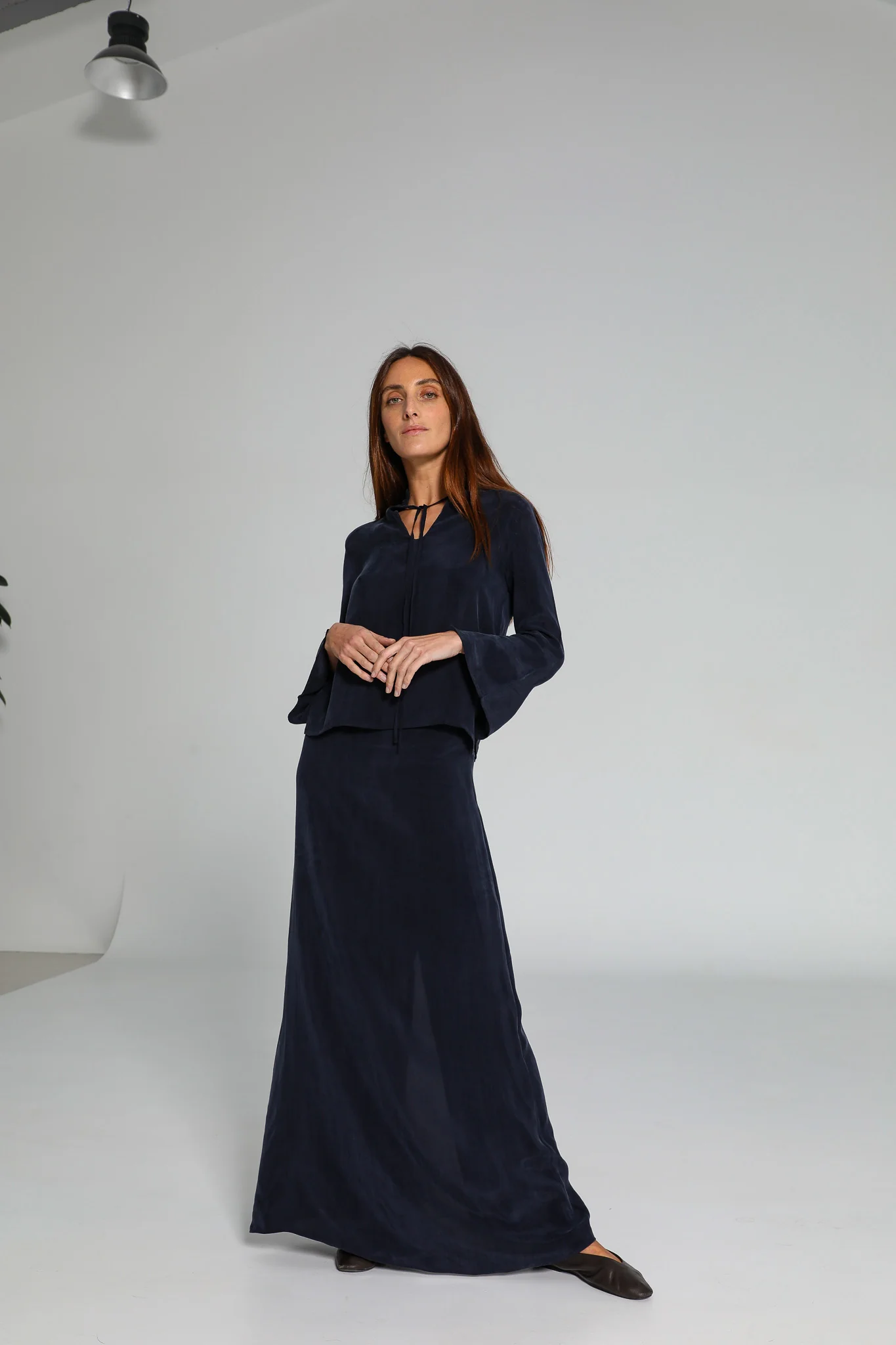 Lace Cupro Blouse Navy - Image 8