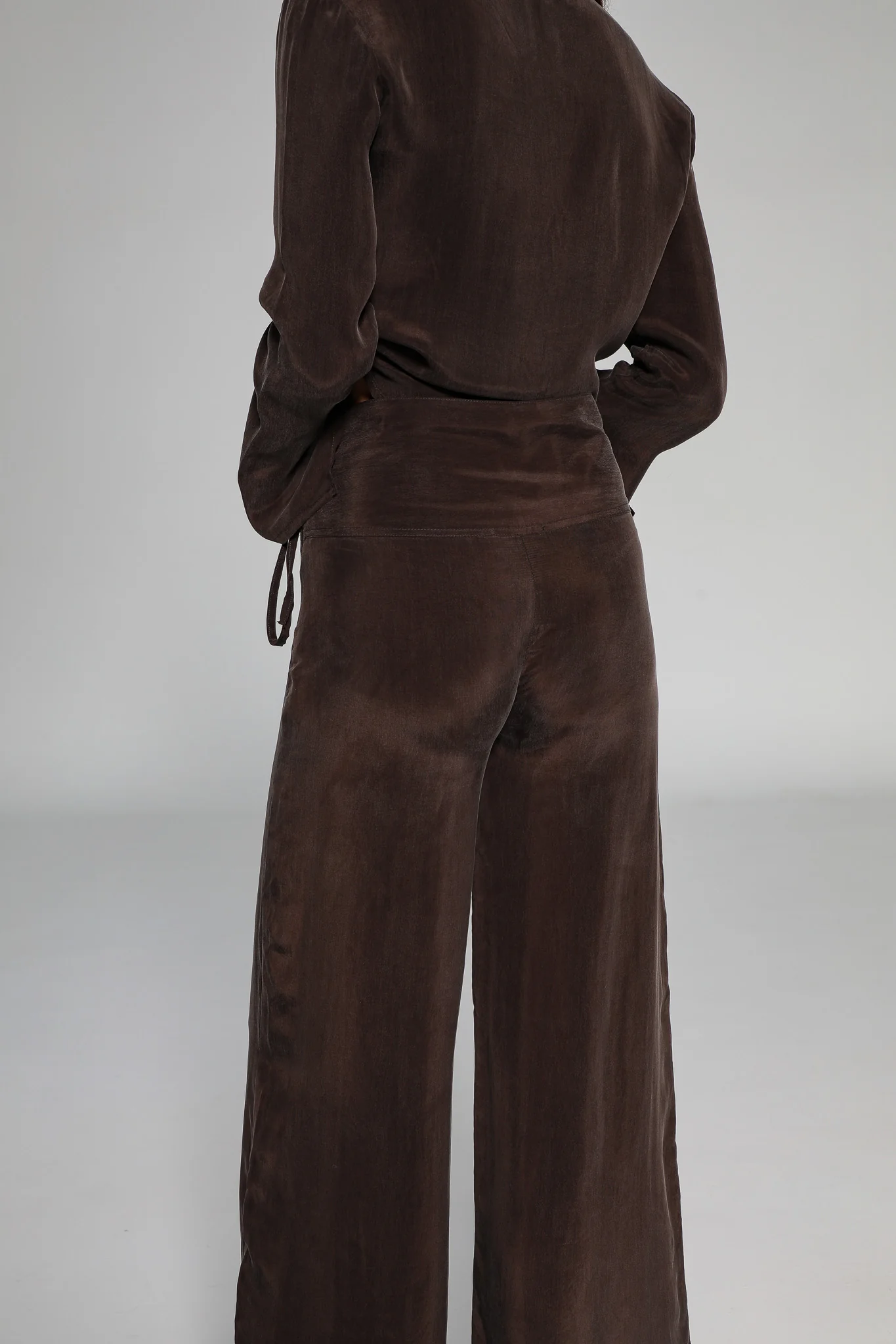 Lace Cupro Pants Brown - Image 5