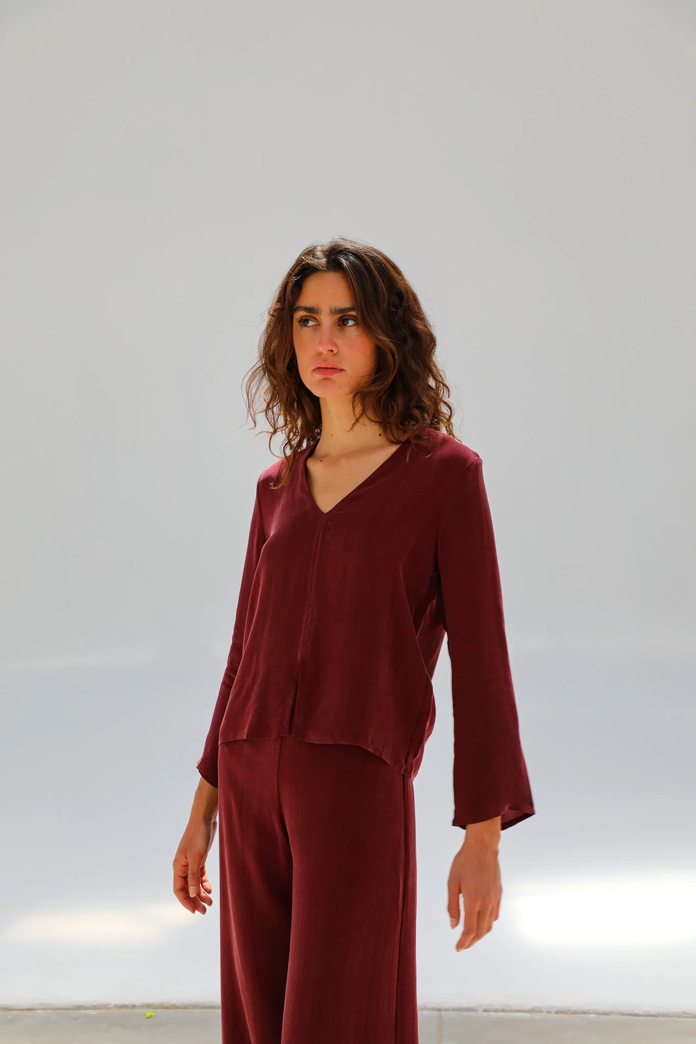 Flow Cupro Silk Top Burgundy - Image 3