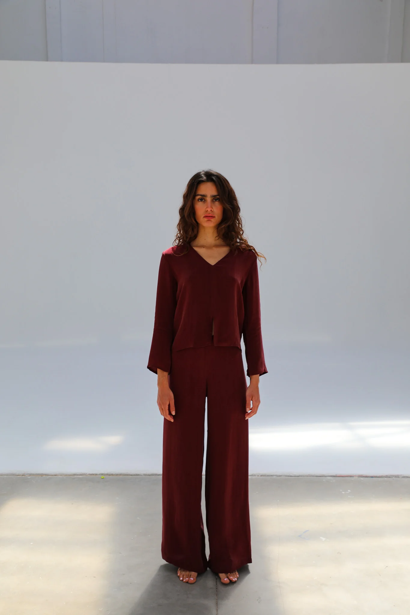 Flow Cupro Silk Top Burgundy - Image 5