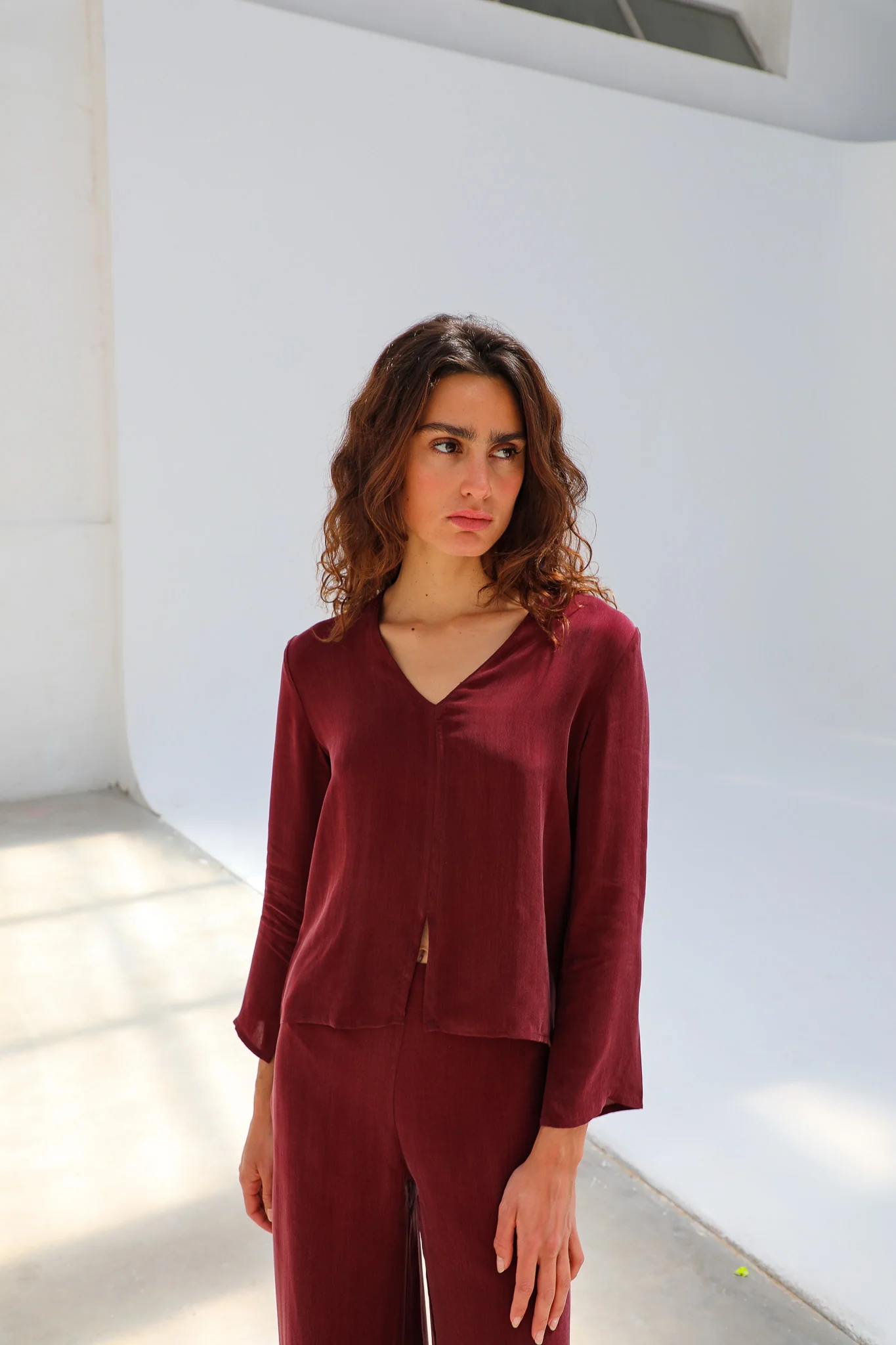 Flow Cupro Silk Top Burgundy - Image 6