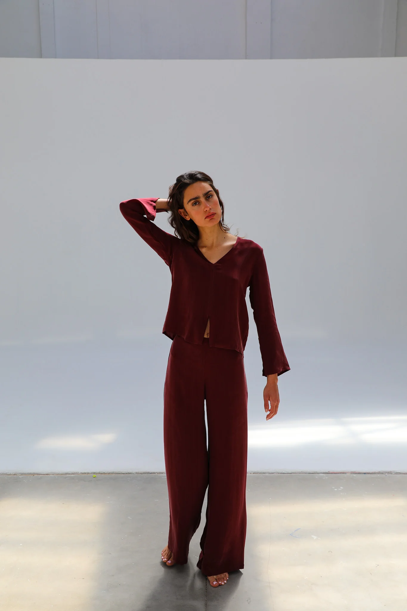 Flow Cupro Silk Top Burgundy - Image 8