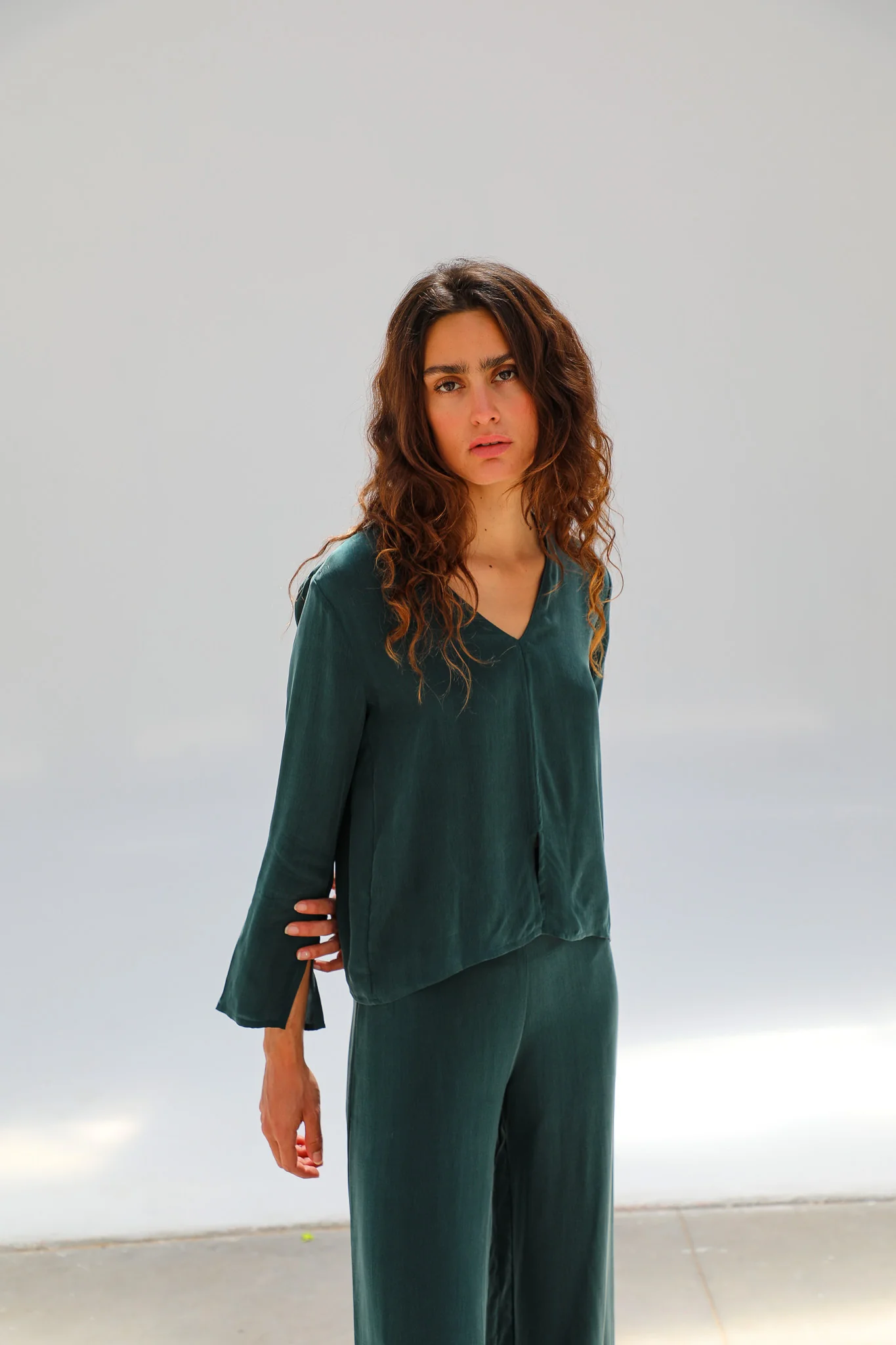 Flow Cupro Silk Top Green - Image 3