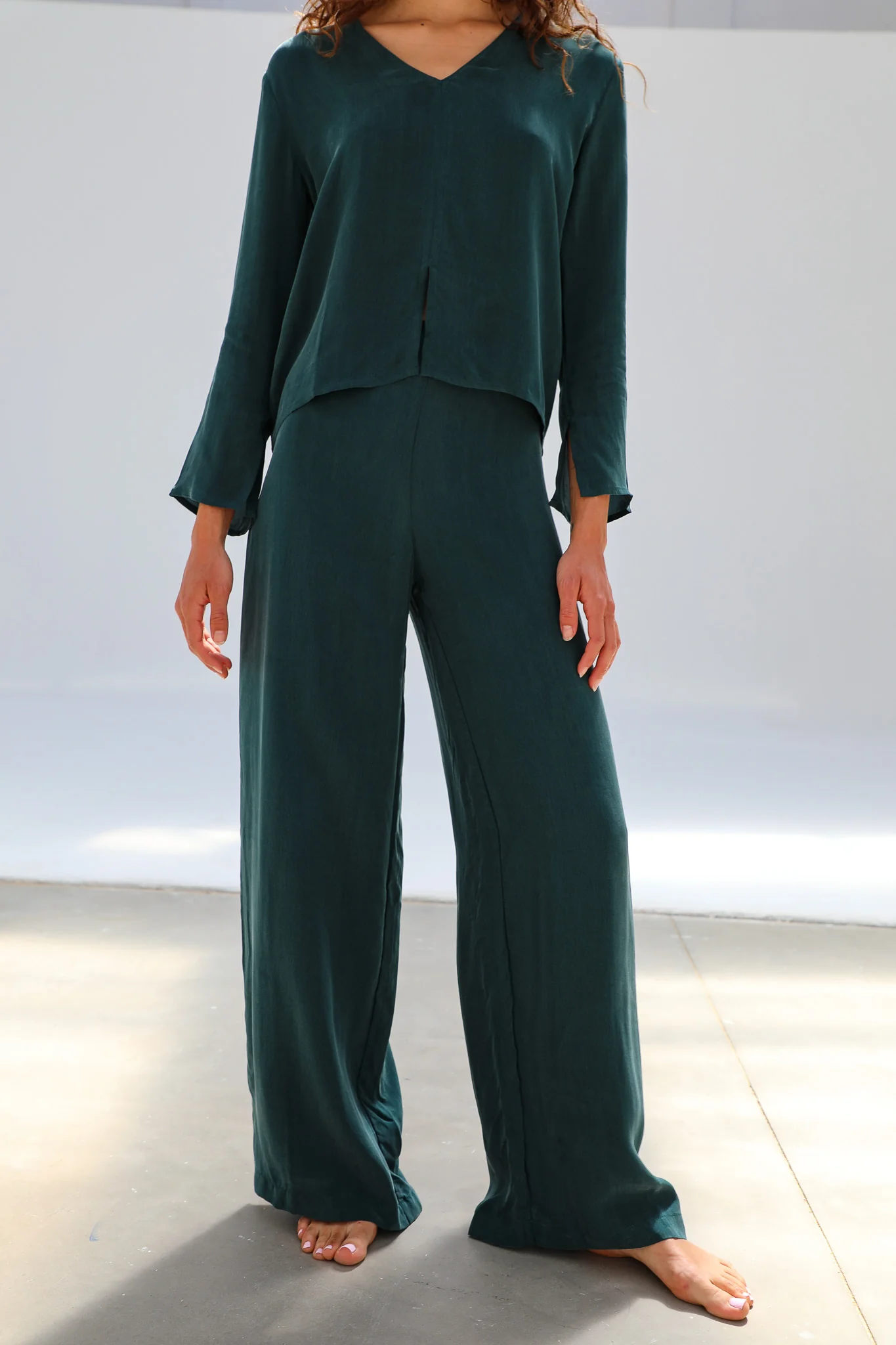 Flow Cupro Silk Top Green - Image 4