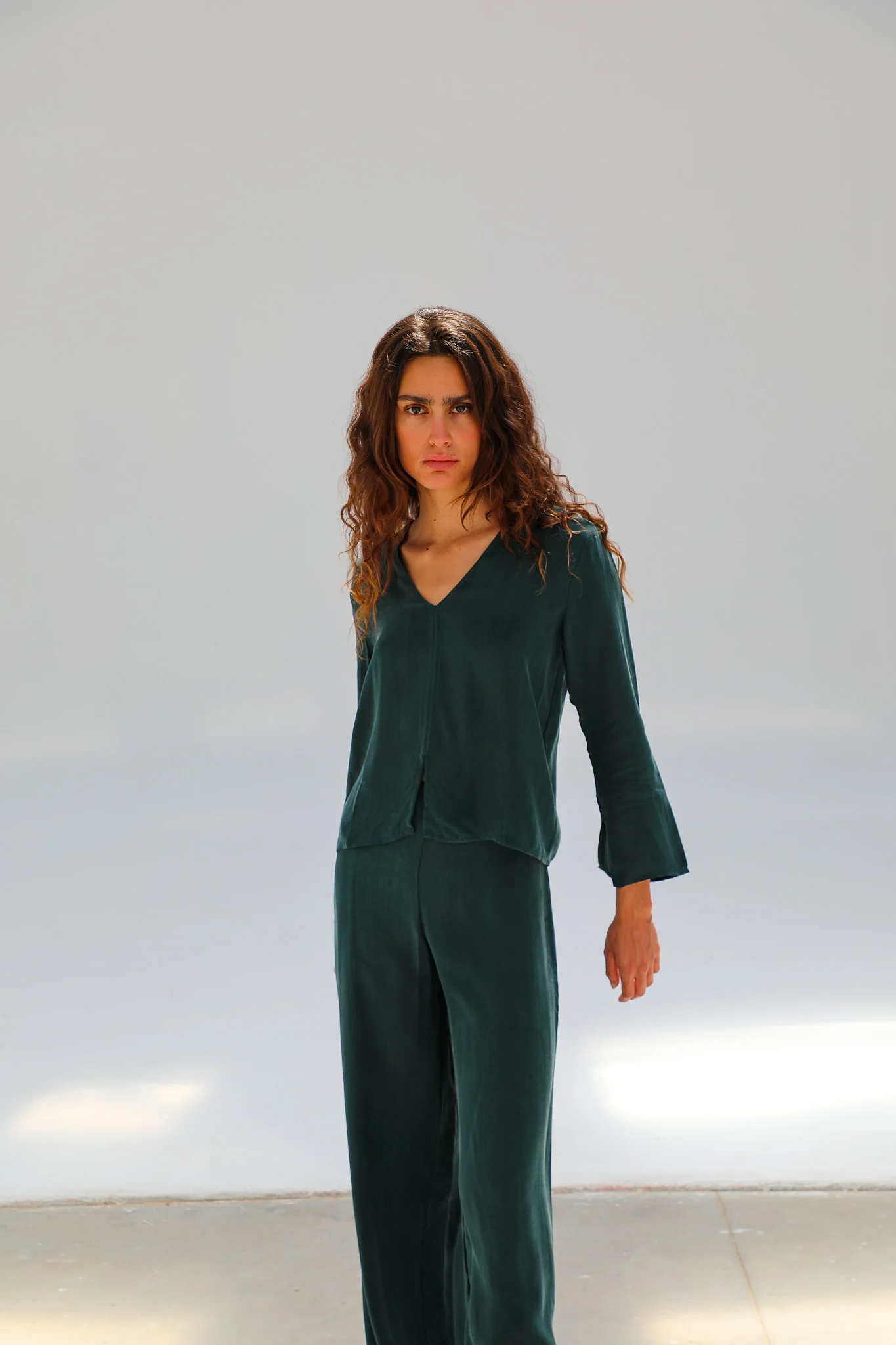 Flow Cupro Silk Top Green - Image 5