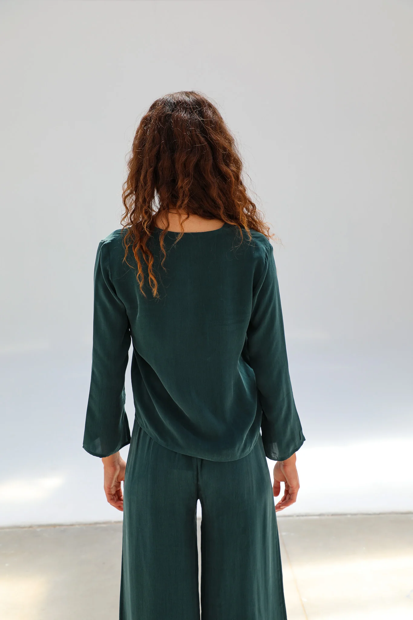 Flow Cupro Silk Top Green - Image 8