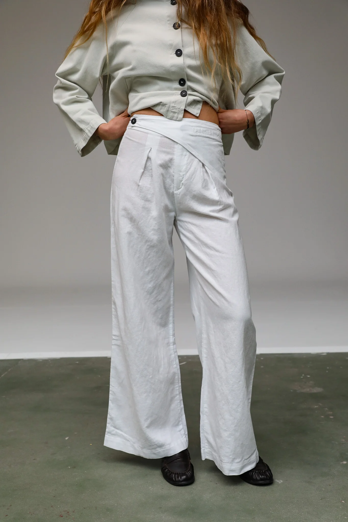 Linen Wrap Pants White - Image 5