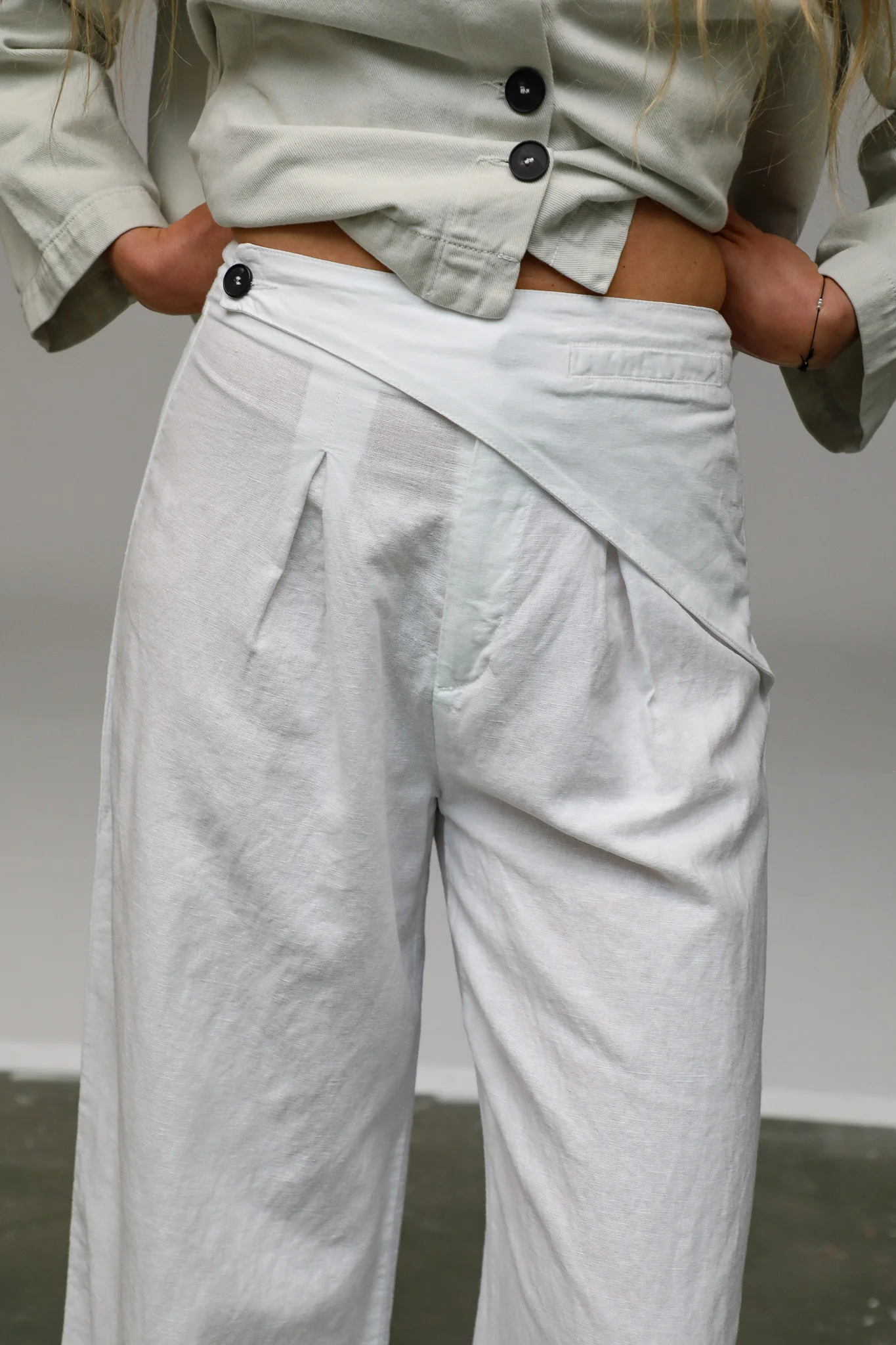 Linen Wrap Pants White - Image 6