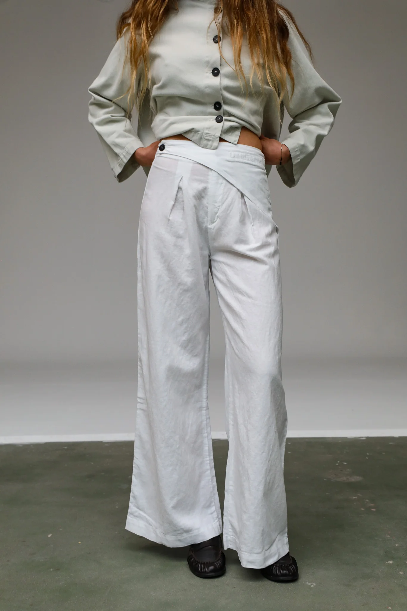 Linen Wrap Pants White - Image 7