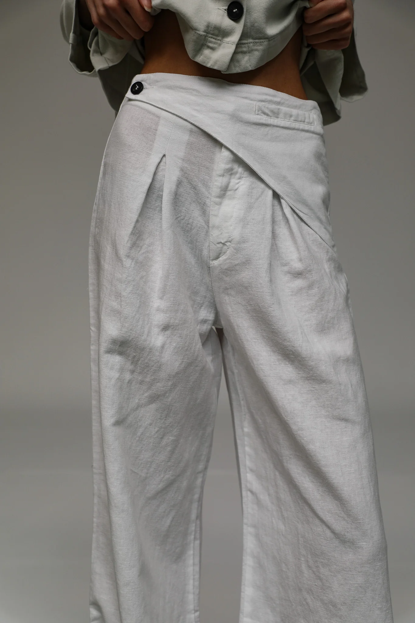 Linen Wrap Pants White - Image 9
