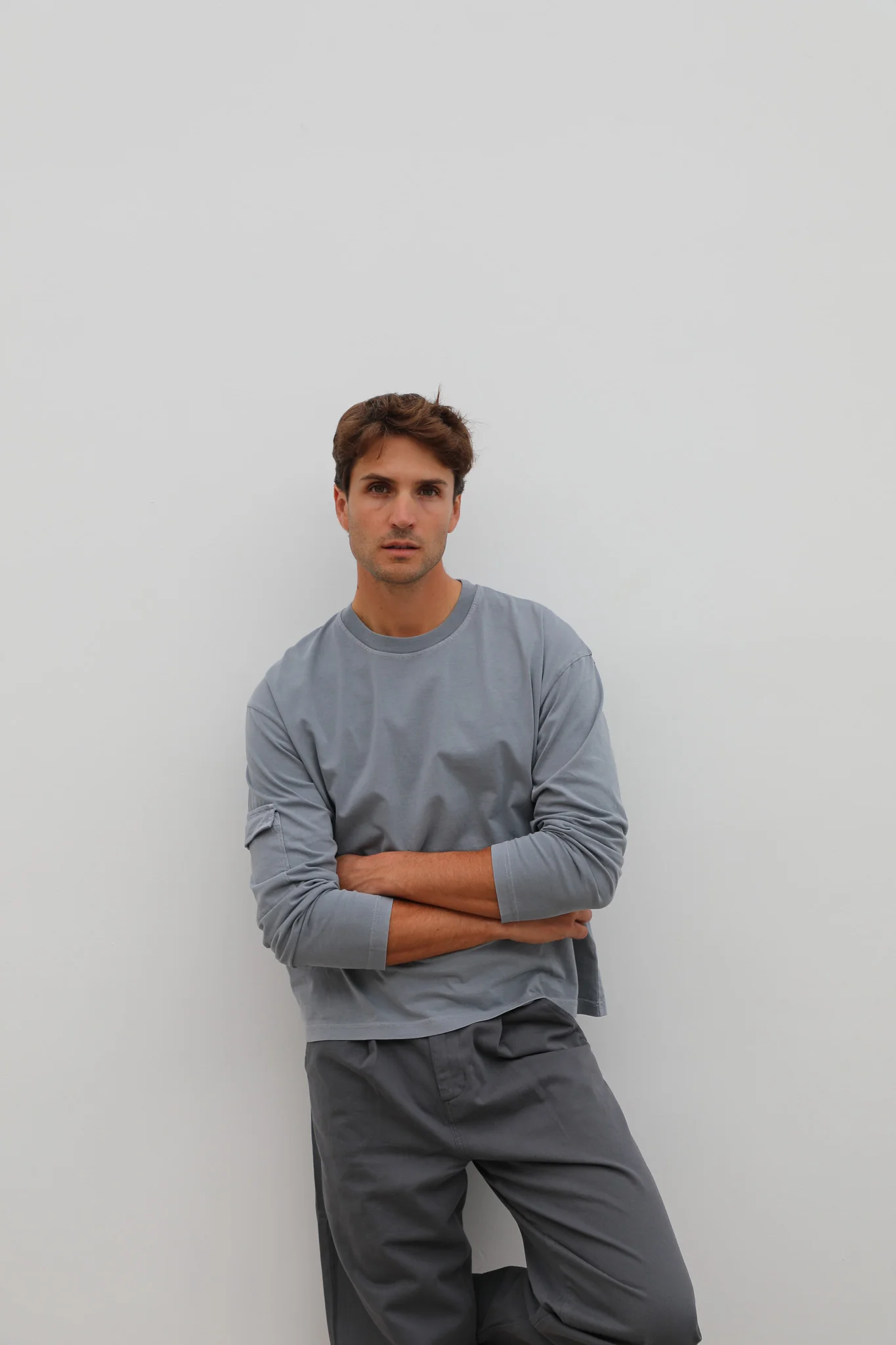 Long Pocket Modern Trendy T-Shirt Grey - Image 5