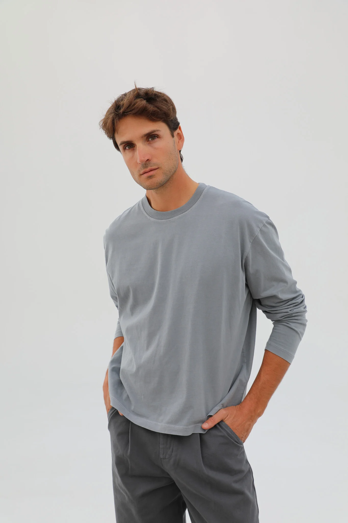 Long Pocket Modern Trendy T-Shirt Grey - Image 8