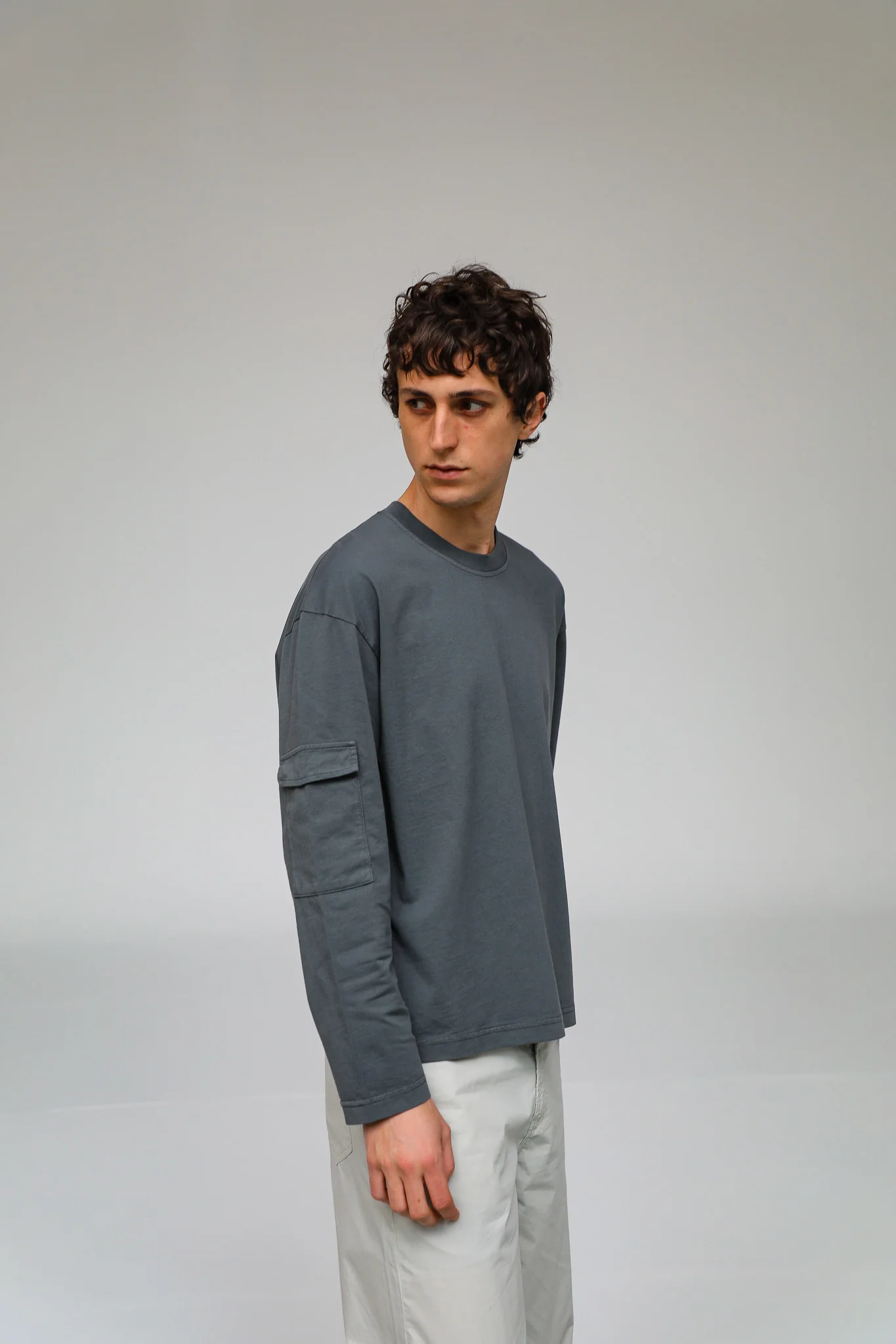 Long Trendy Side Pocket T-Shirt Petrol - Image 10