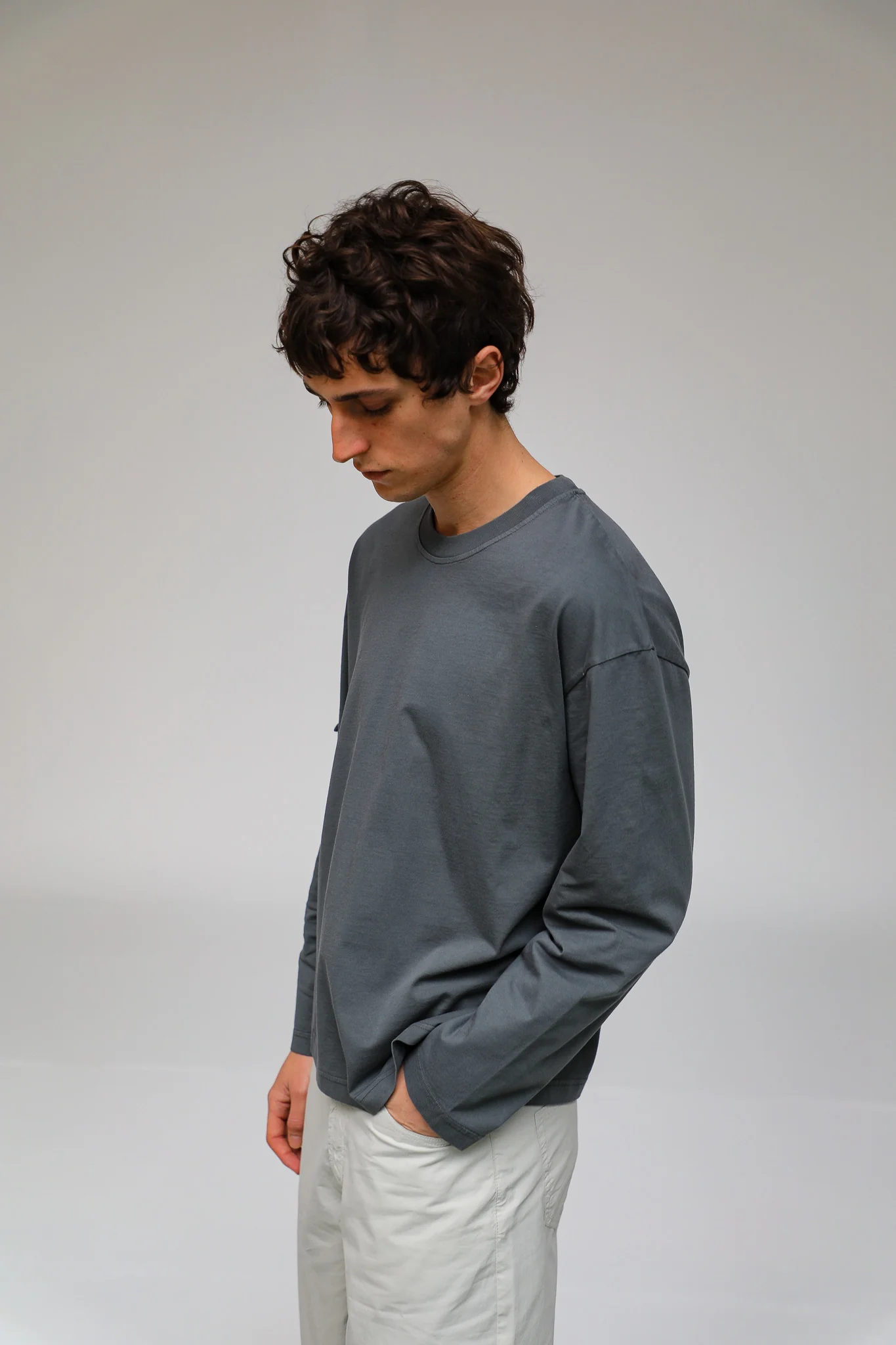 Long Trendy Side Pocket T-Shirt Petrol - Image 3