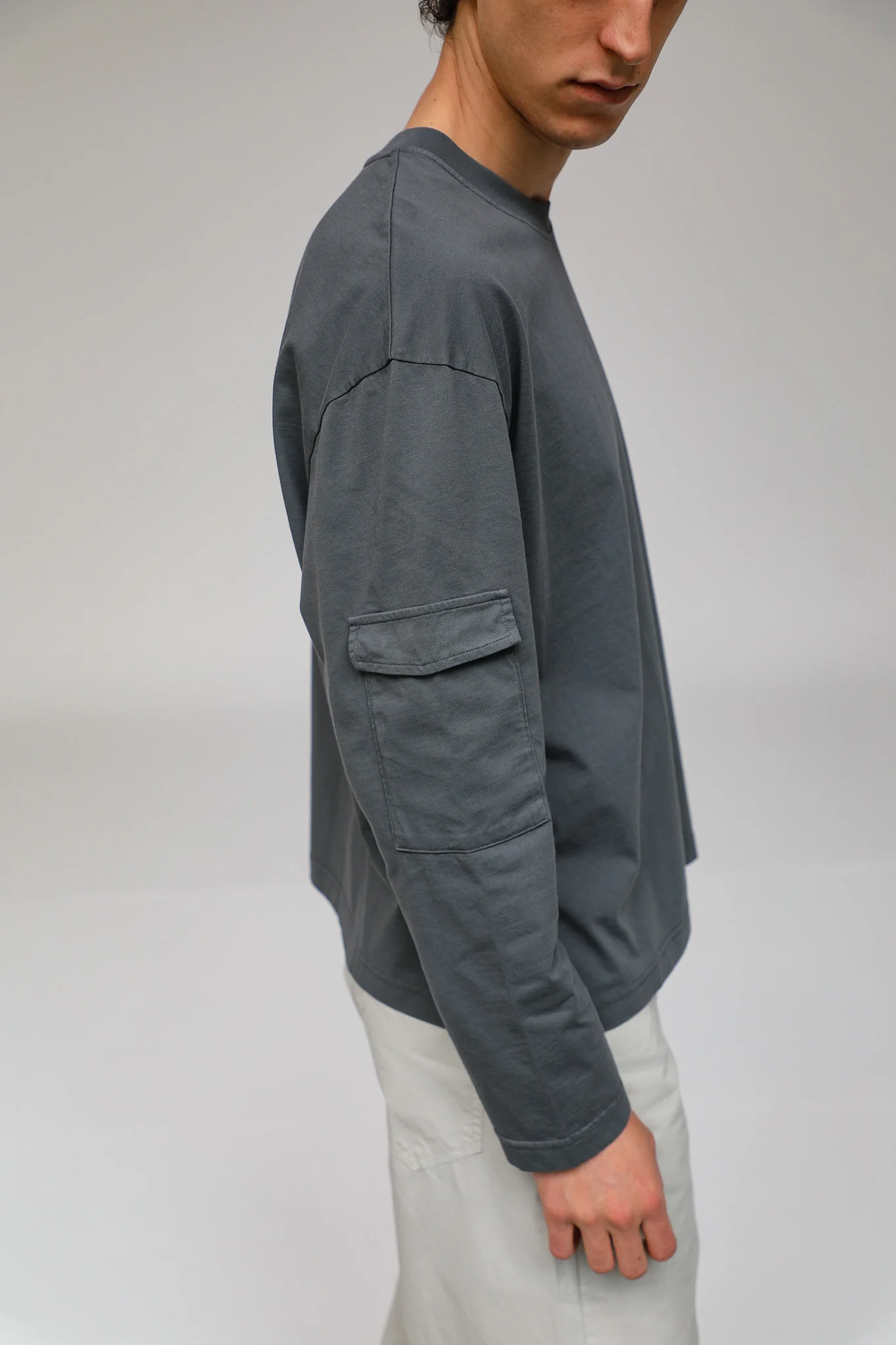 Long Trendy Side Pocket T-Shirt Petrol - Image 4