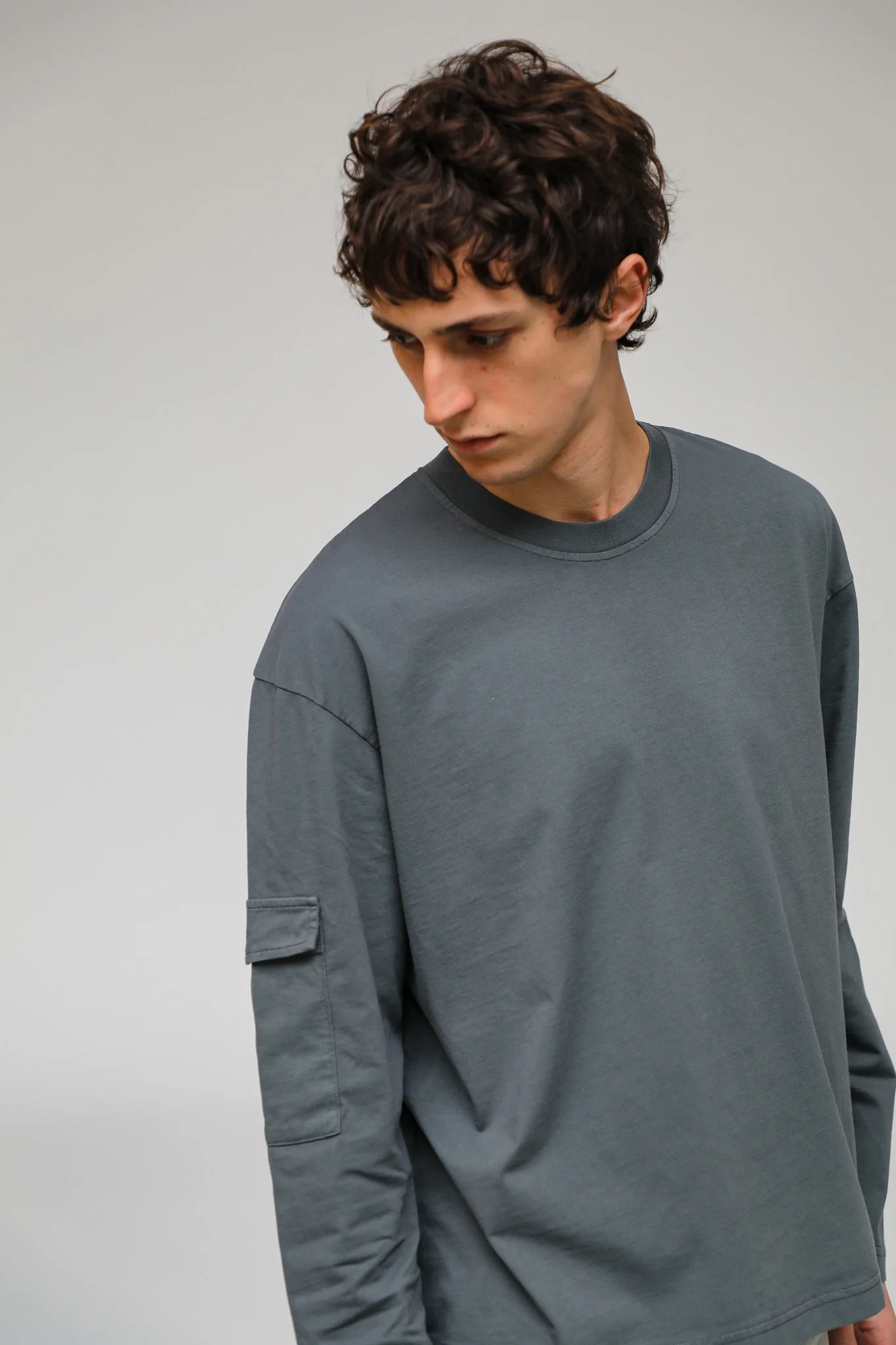 Long Trendy Side Pocket T-Shirt Petrol - Image 5