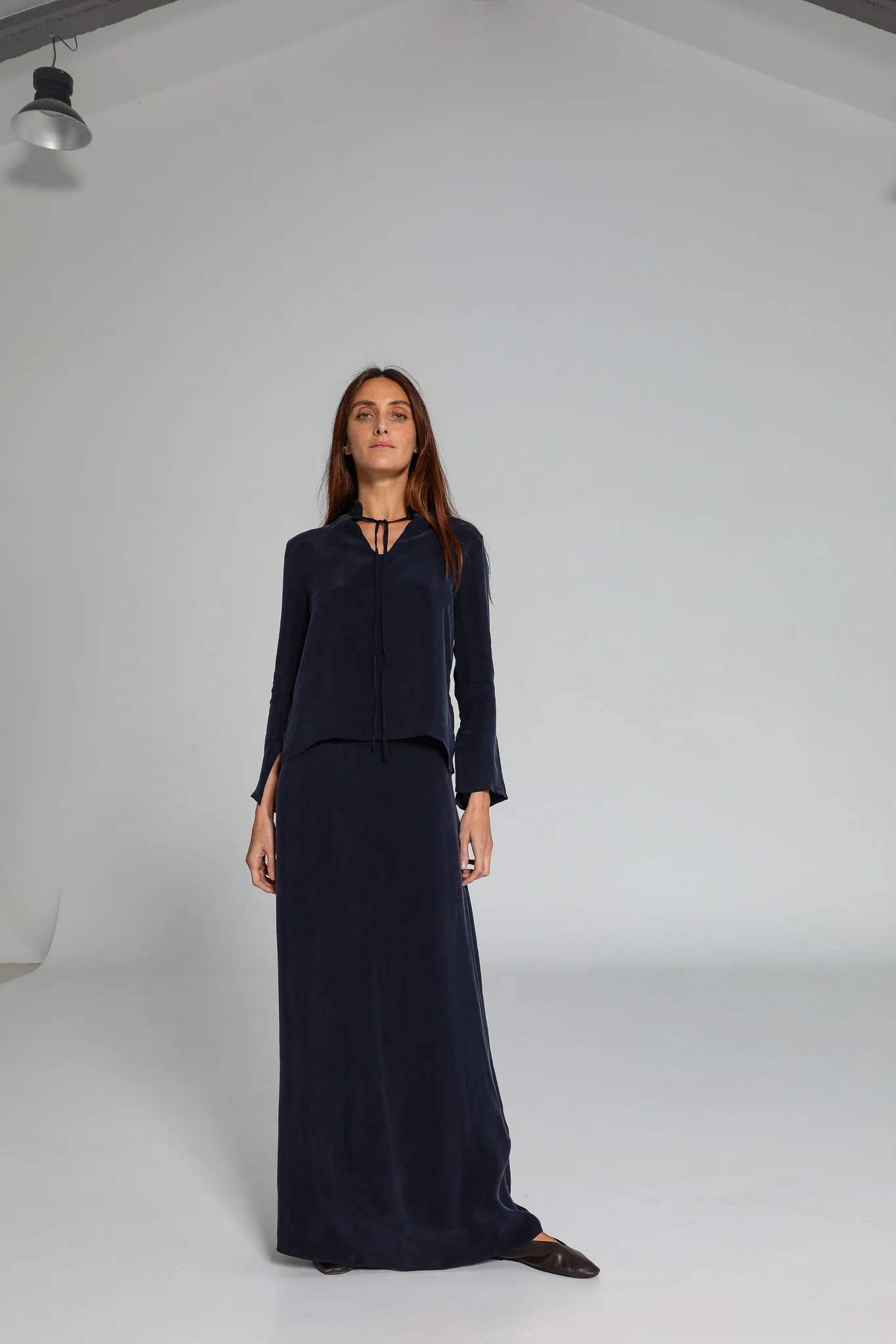 Maxi Cupro Skirt Navy - Image 3