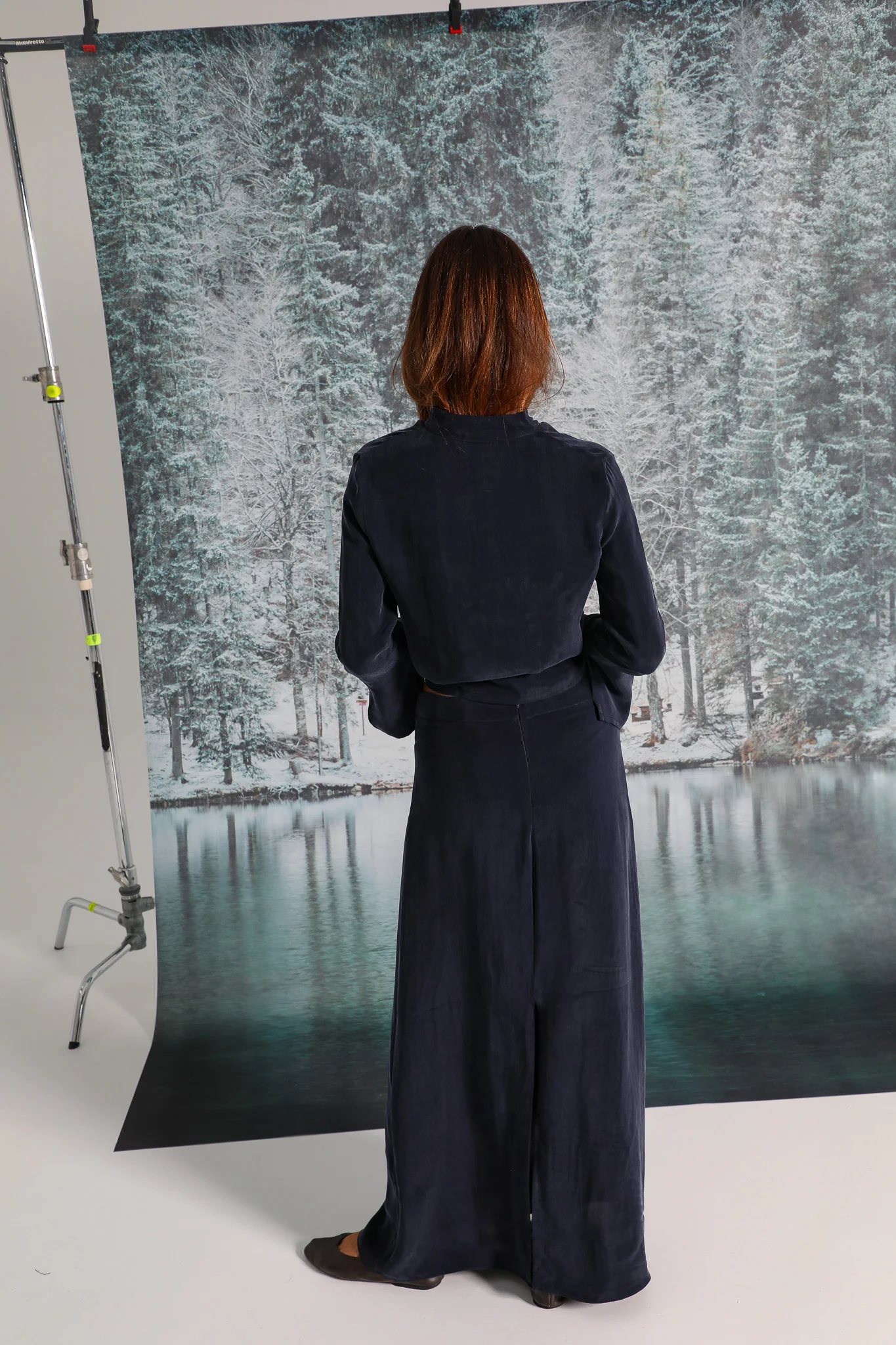 Maxi Cupro Skirt Navy - Image 5