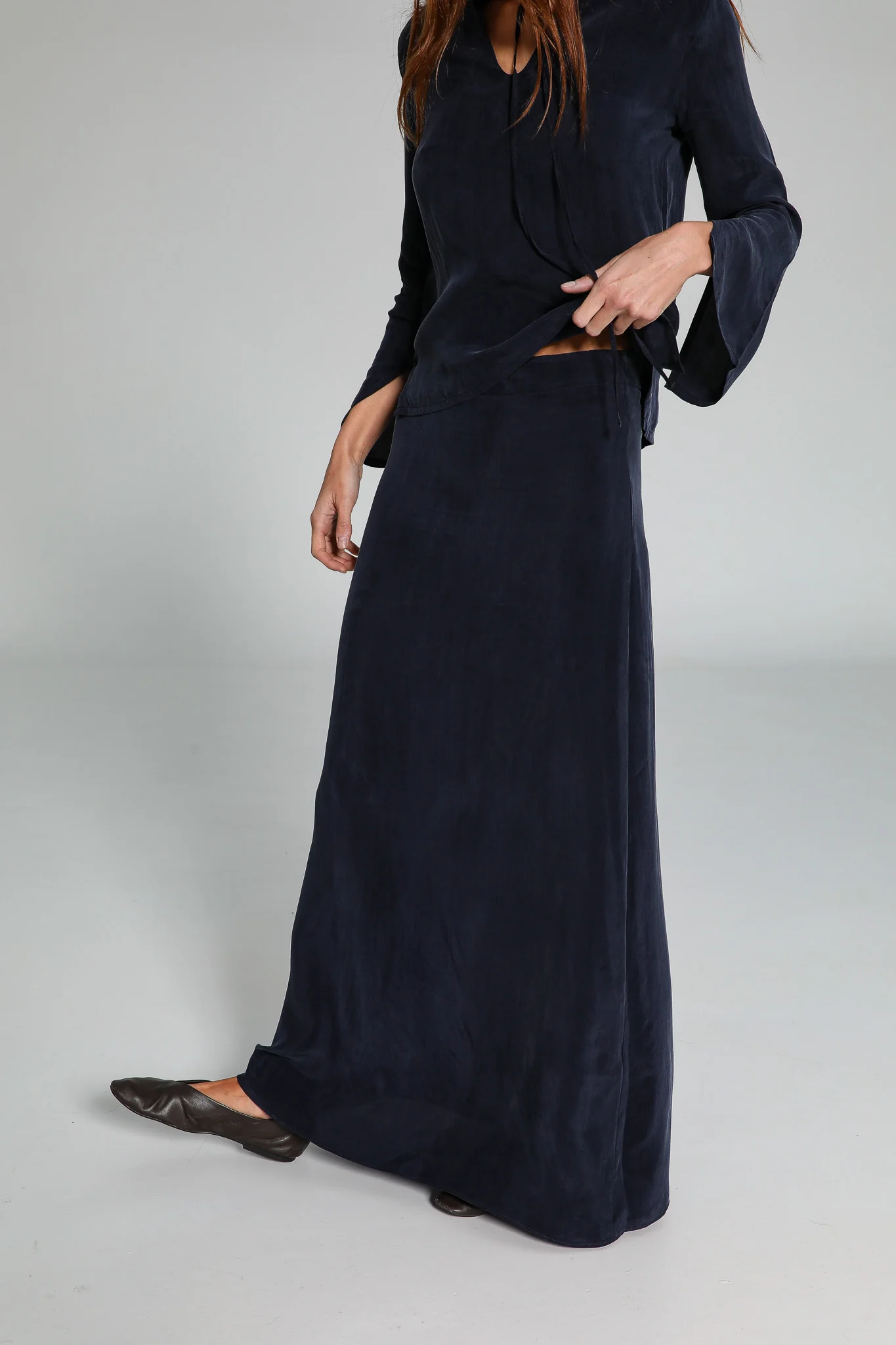 Maxi Cupro Skirt Navy - Image 6