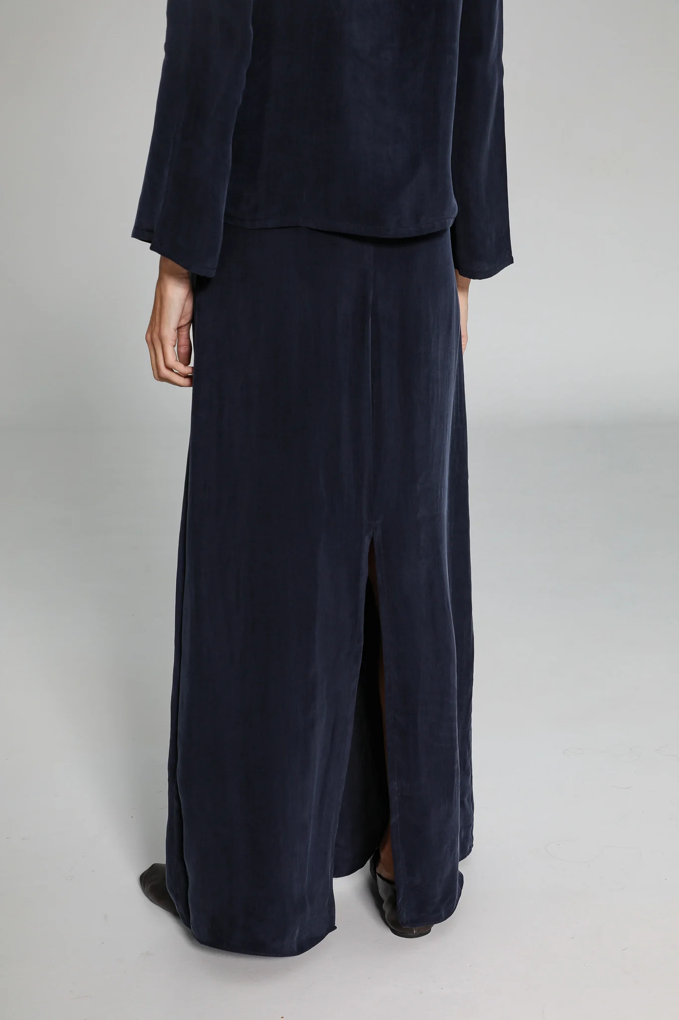 Maxi Cupro Skirt Navy - Image 7