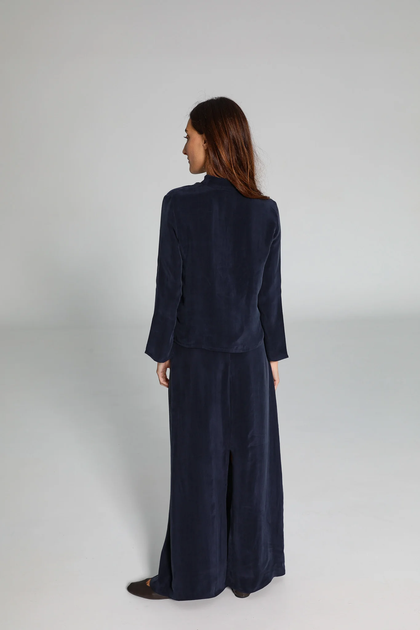 Maxi Cupro Skirt Navy - Image 9