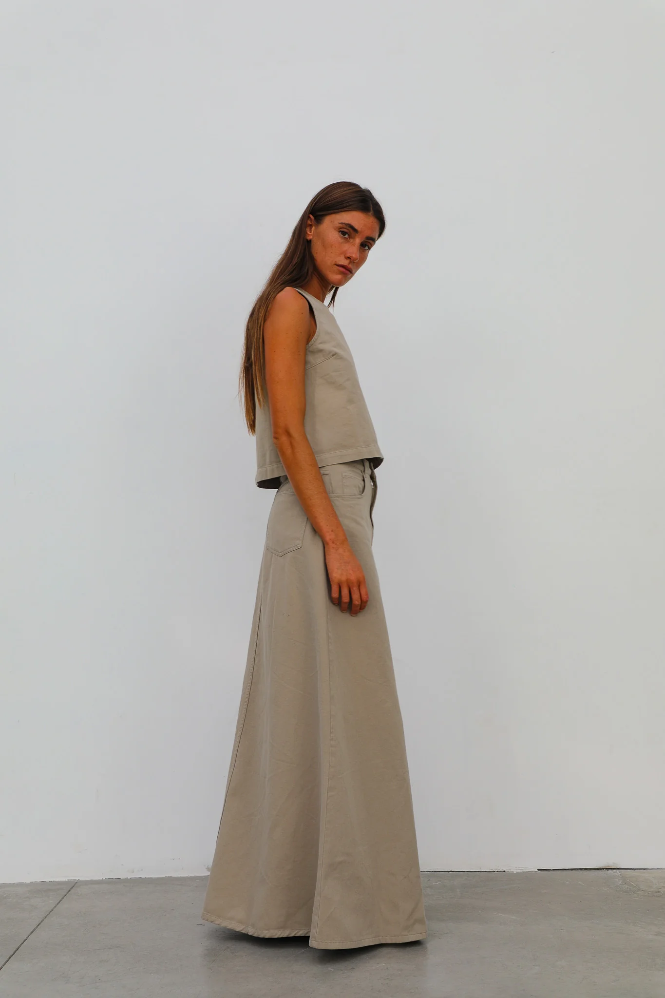 Maxi Denim Skirt Beige - Image 11