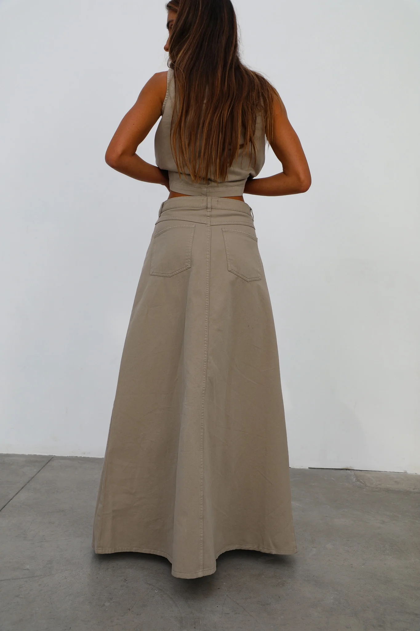 Maxi Denim Skirt Beige - Image 3