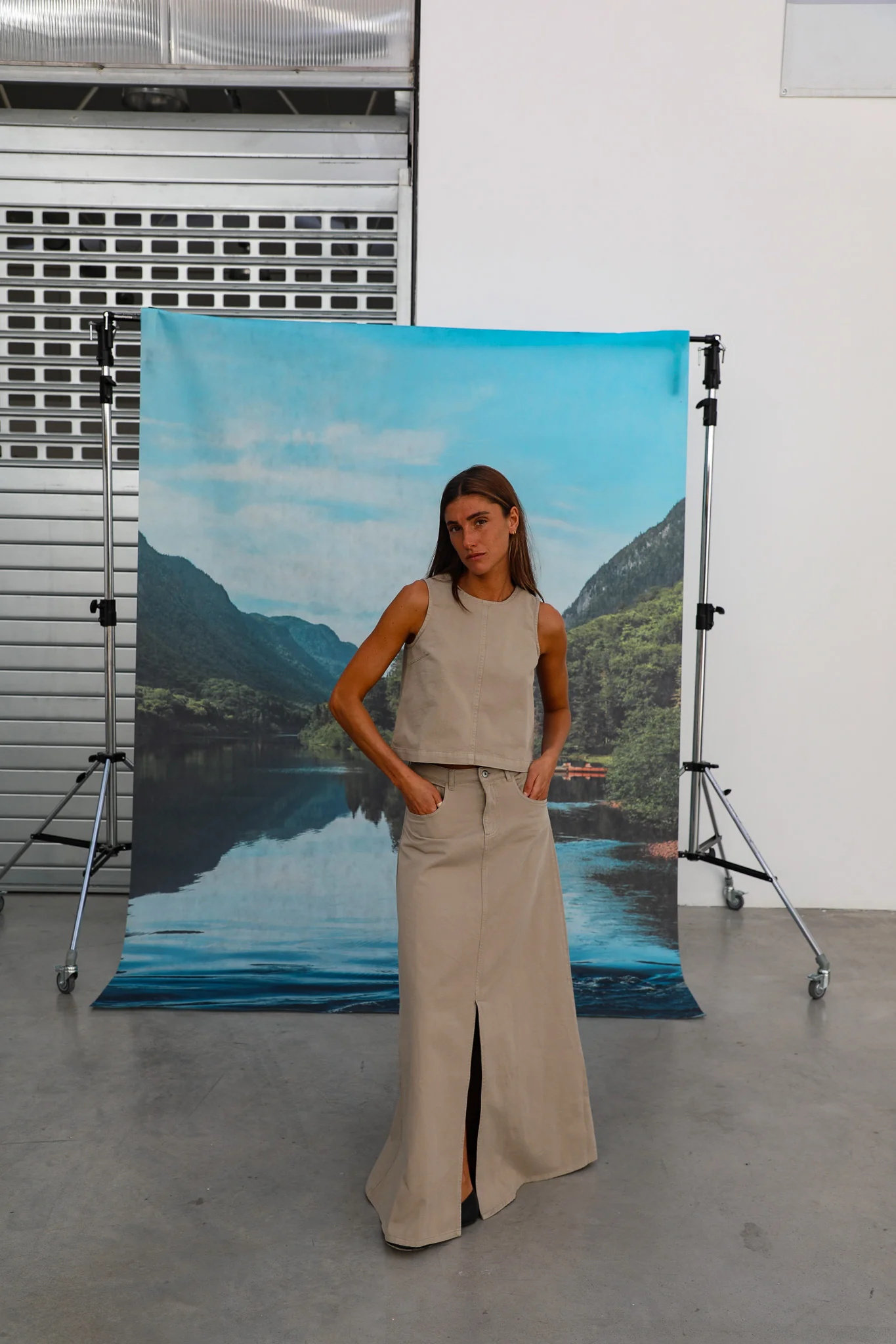 Maxi Denim Skirt Beige - Image 4