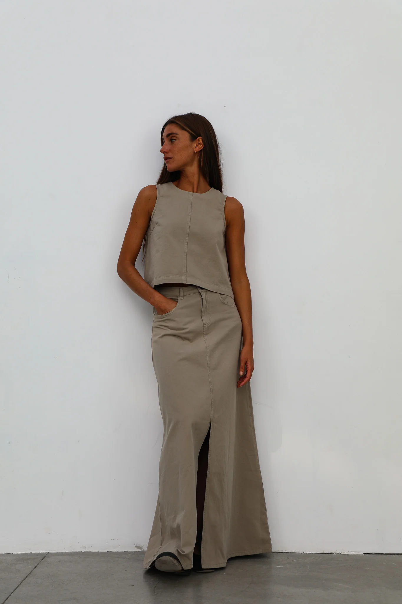 Maxi Denim Skirt Beige - Image 5