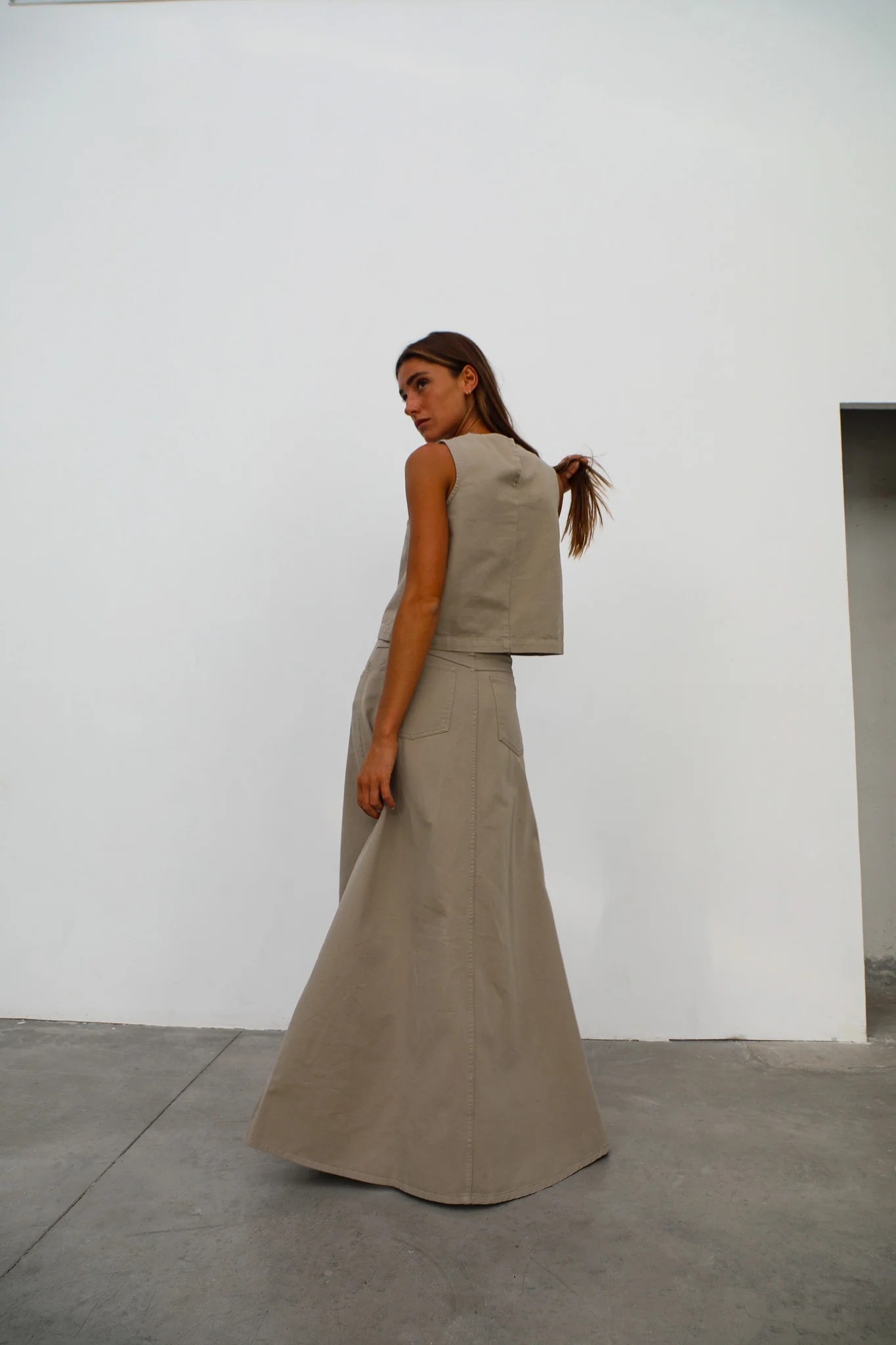 Maxi Denim Skirt Beige - Image 7