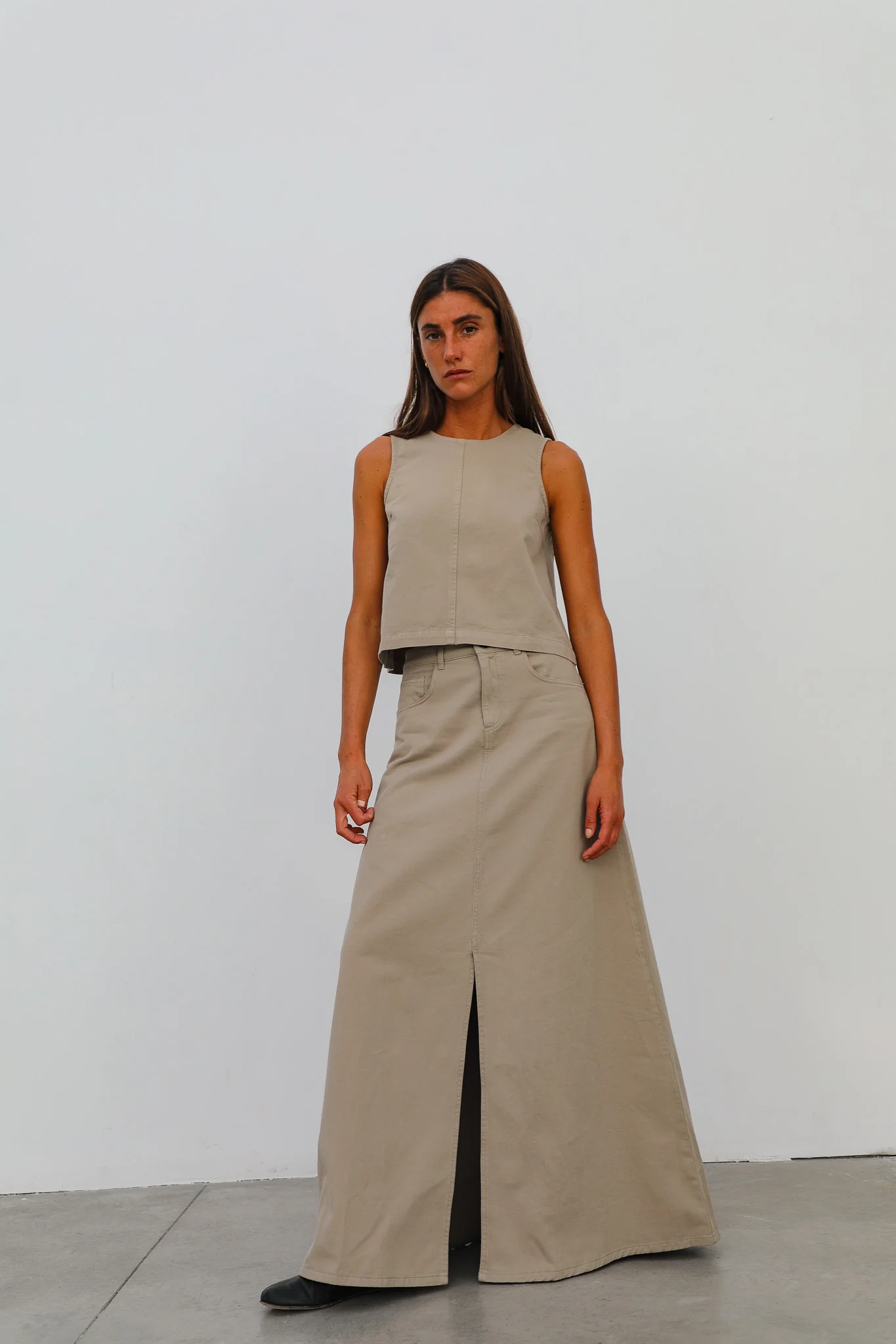 Maxi Denim Skirt Beige - Image 8