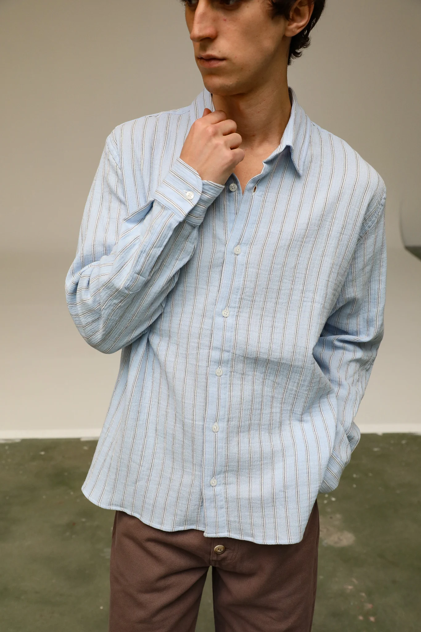 Modern Stripes Shirt Blue - Image 3