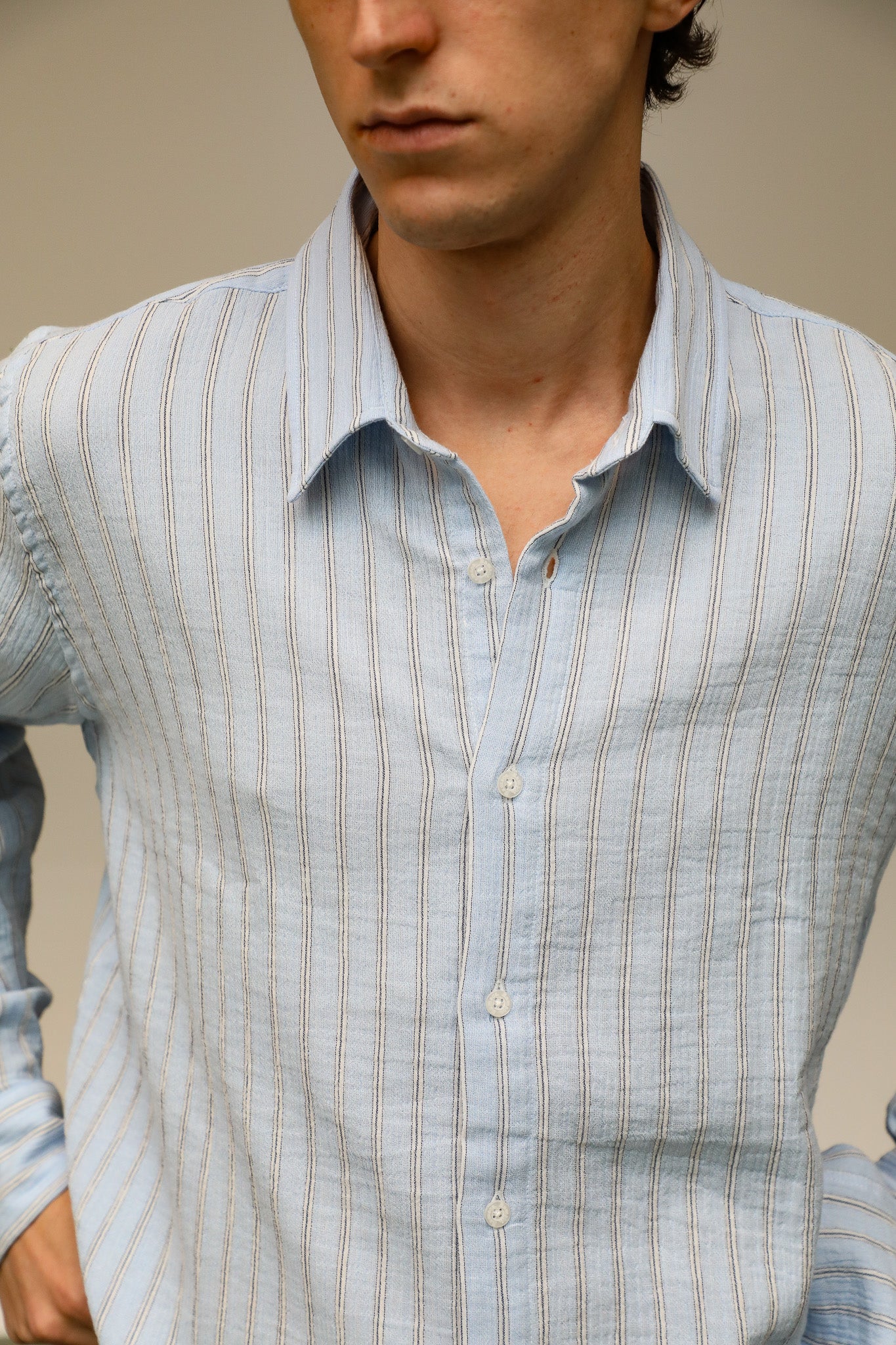 Modern Stripes Shirt Blue - Image 4