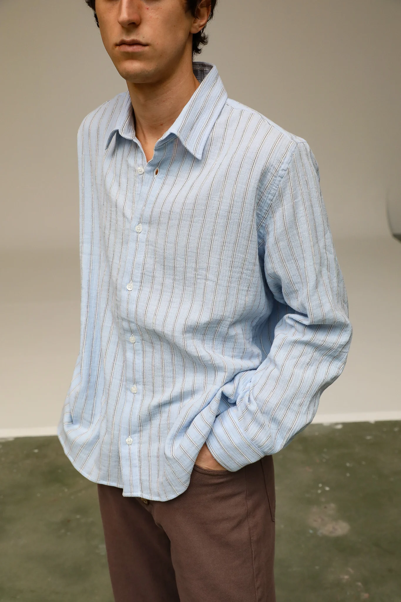 Modern Stripes Shirt Blue - Image 6