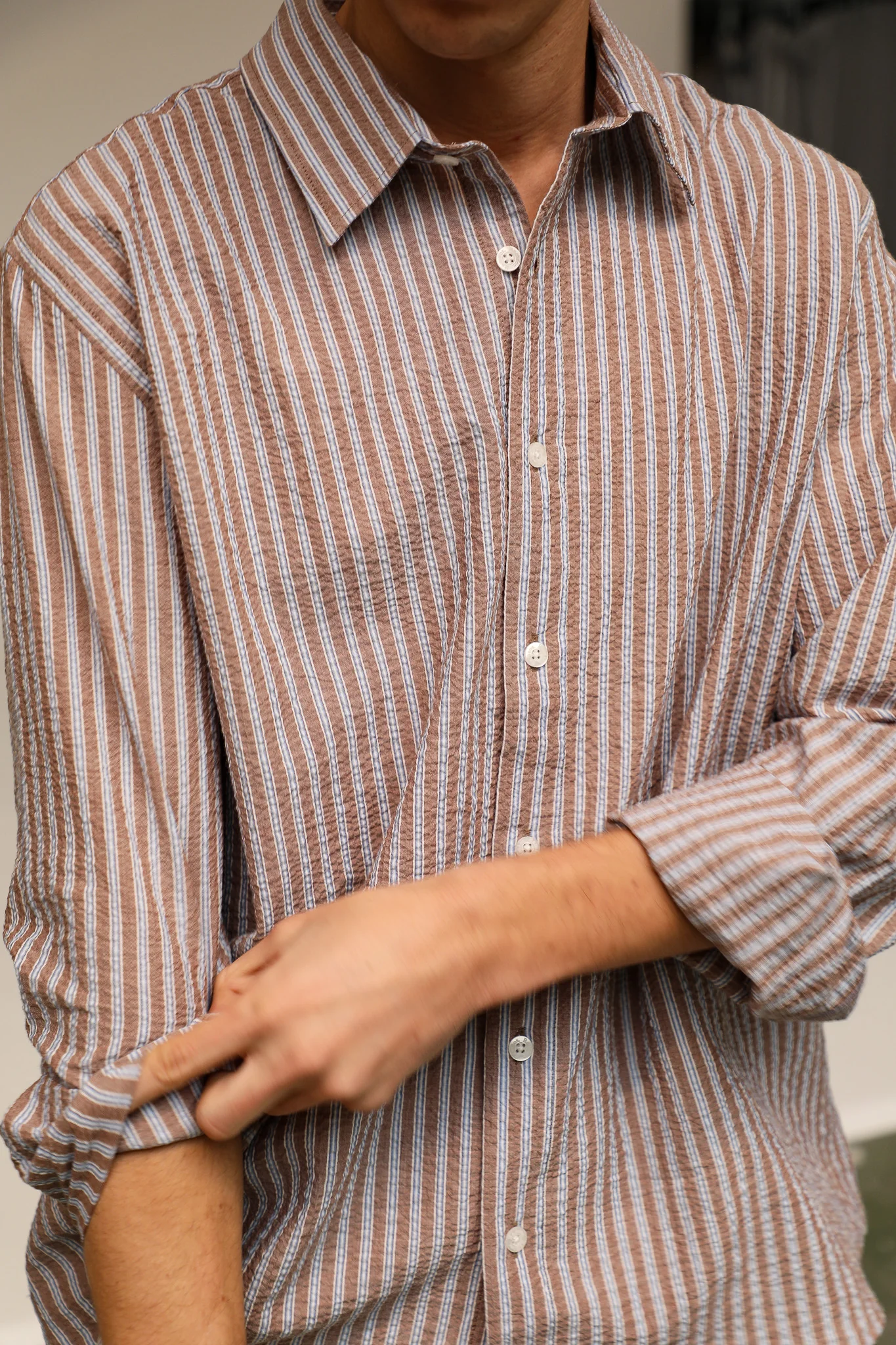 Modern Stripes Shirt Brown - Image 3