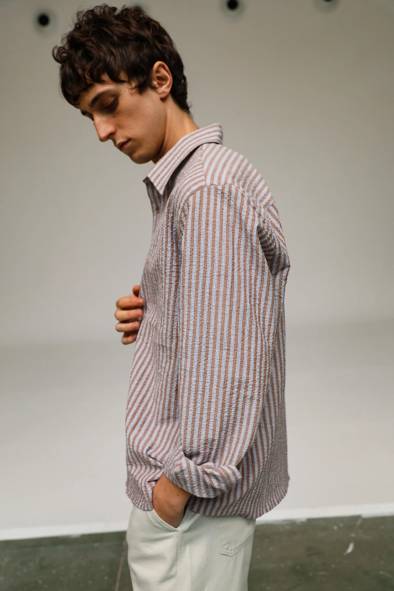 Modern Stripes Shirt Brown - Image 4