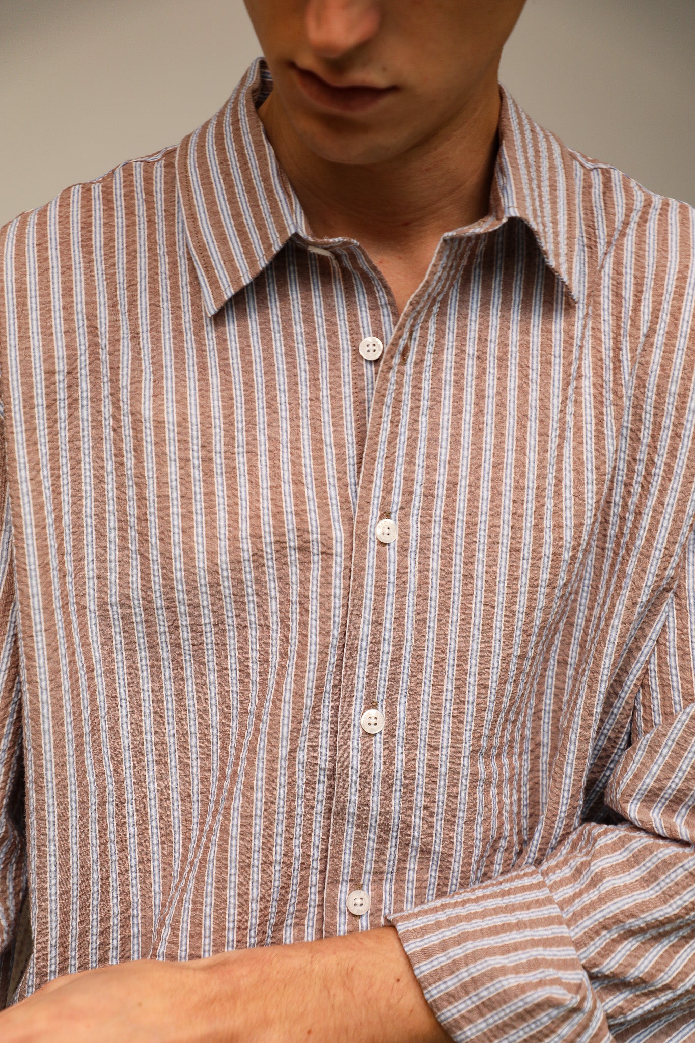 Modern Stripes Shirt Brown - Image 5